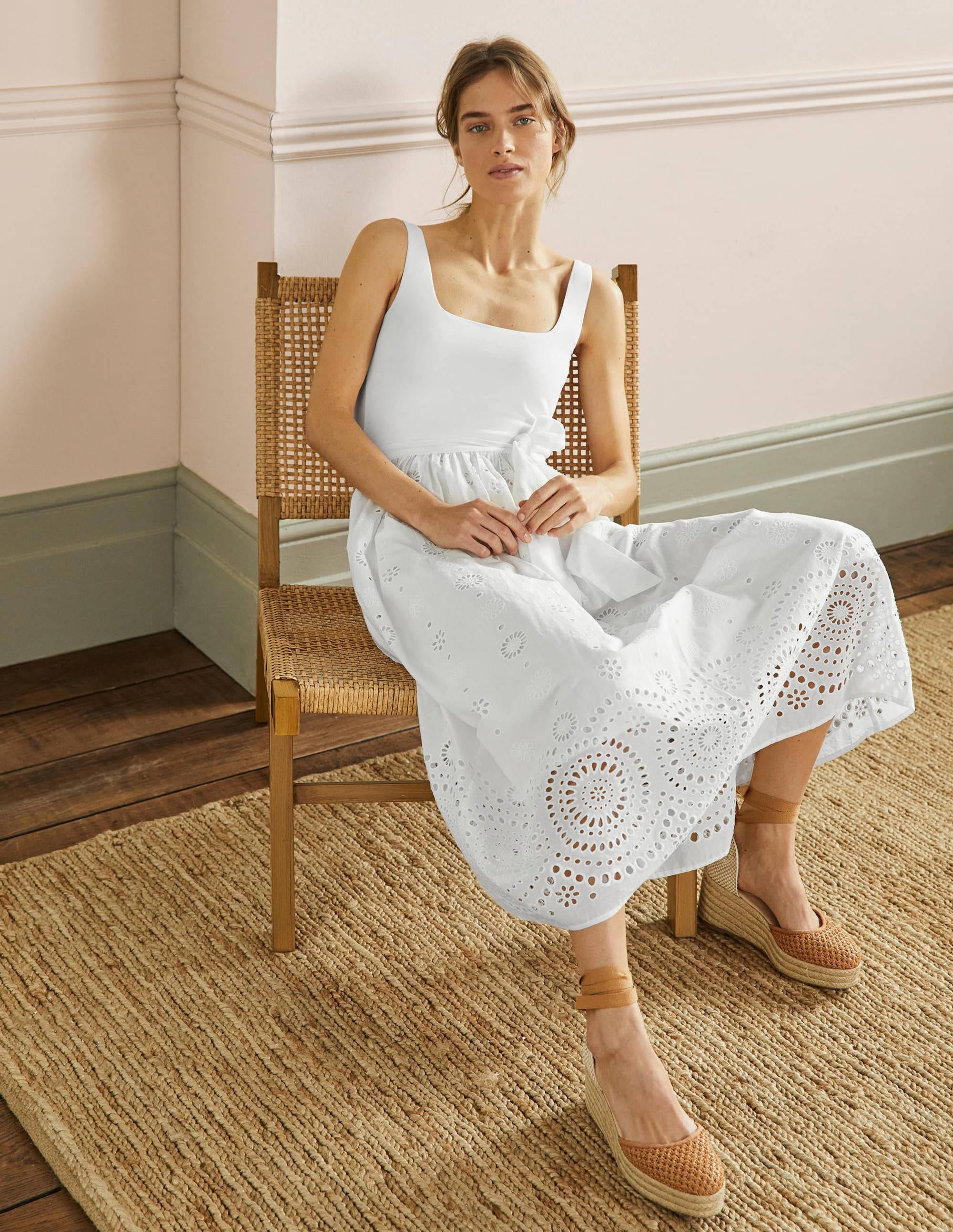 Midikleid mit Lochstickereimix-Weiß - Image 4