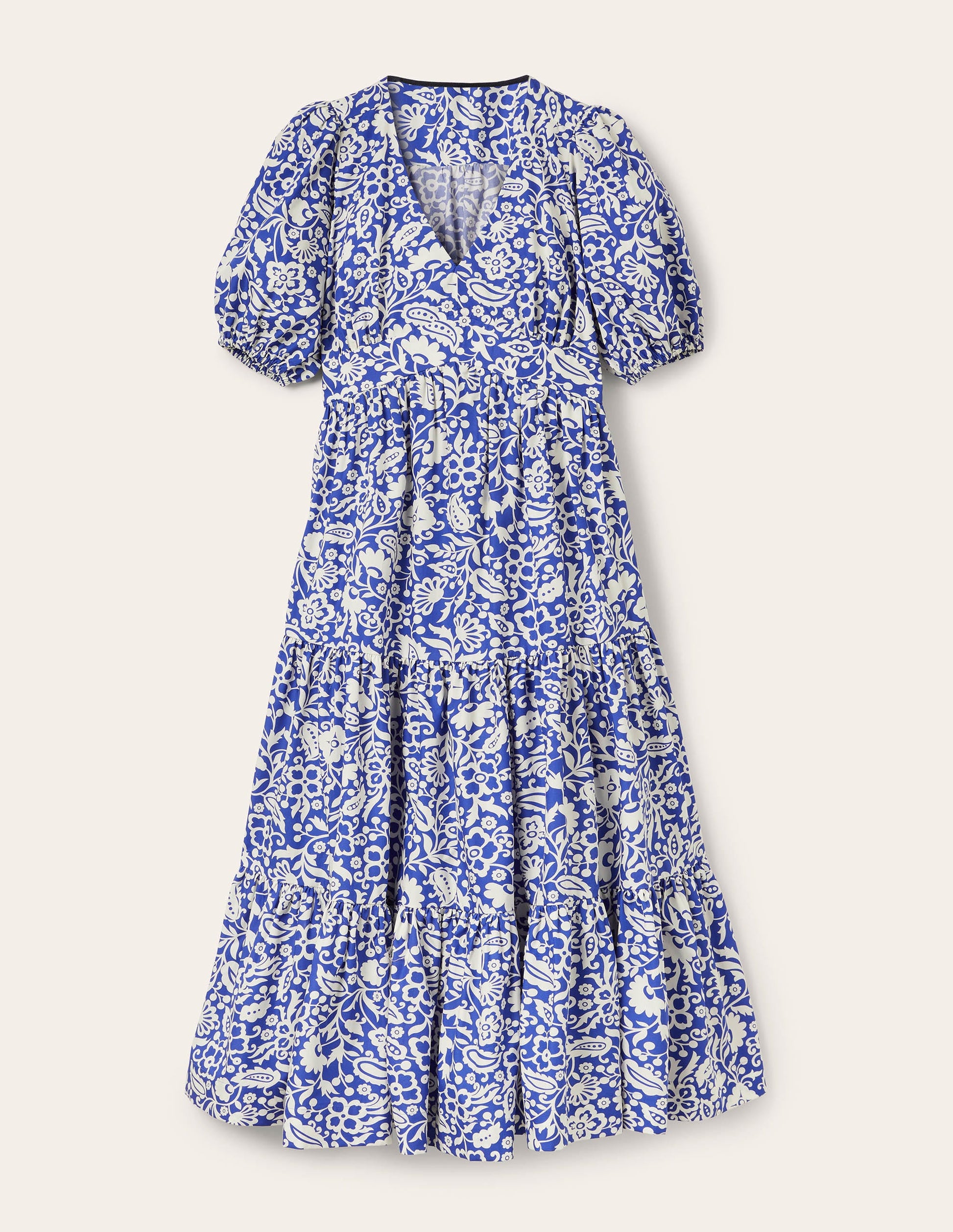 Maxi-Stufenkleid mit Puffärmeln-Meeresblau, Orientalisches Paradies-5