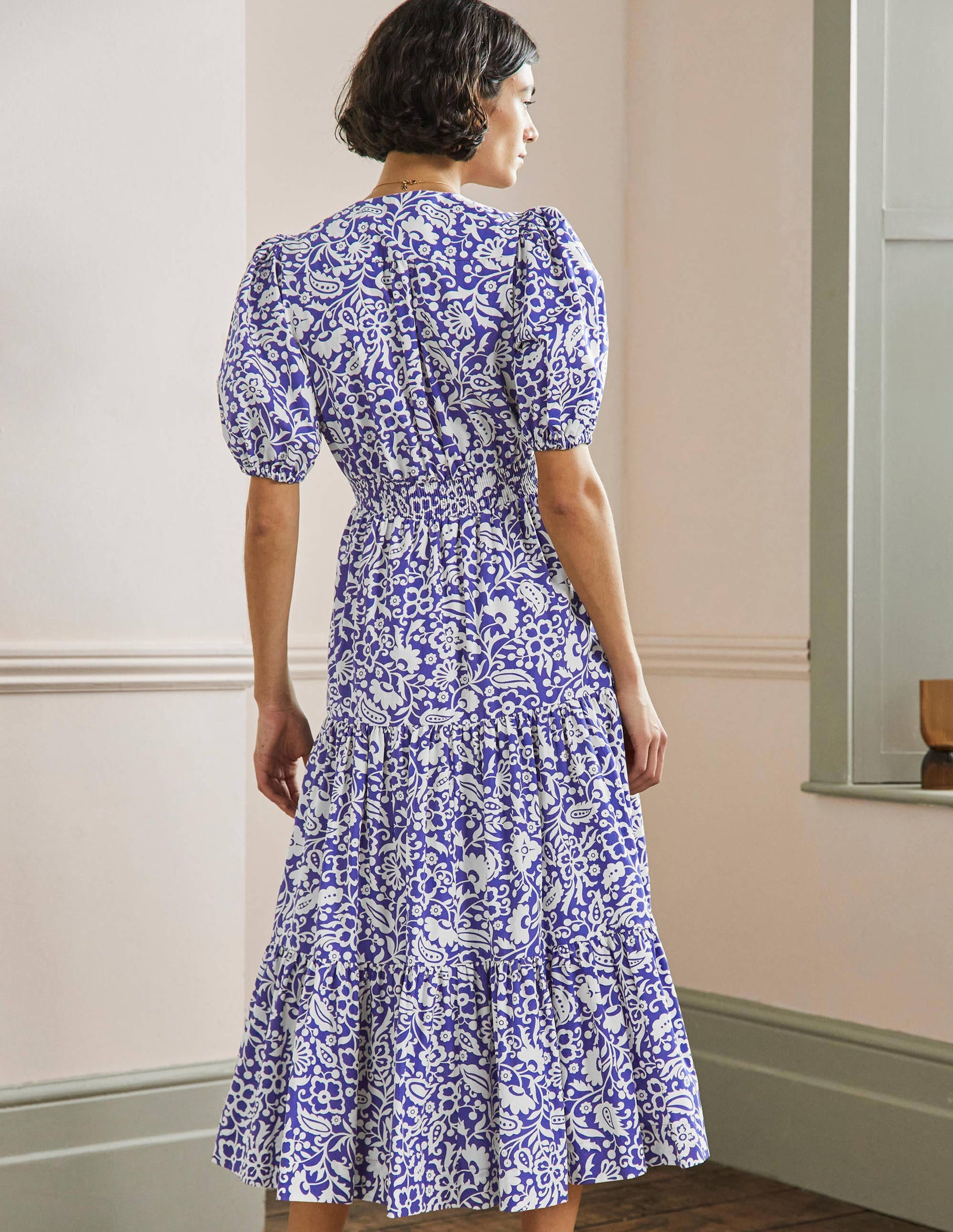 Maxi-Stufenkleid mit Puffärmeln-Meeresblau, Orientalisches Paradies-3