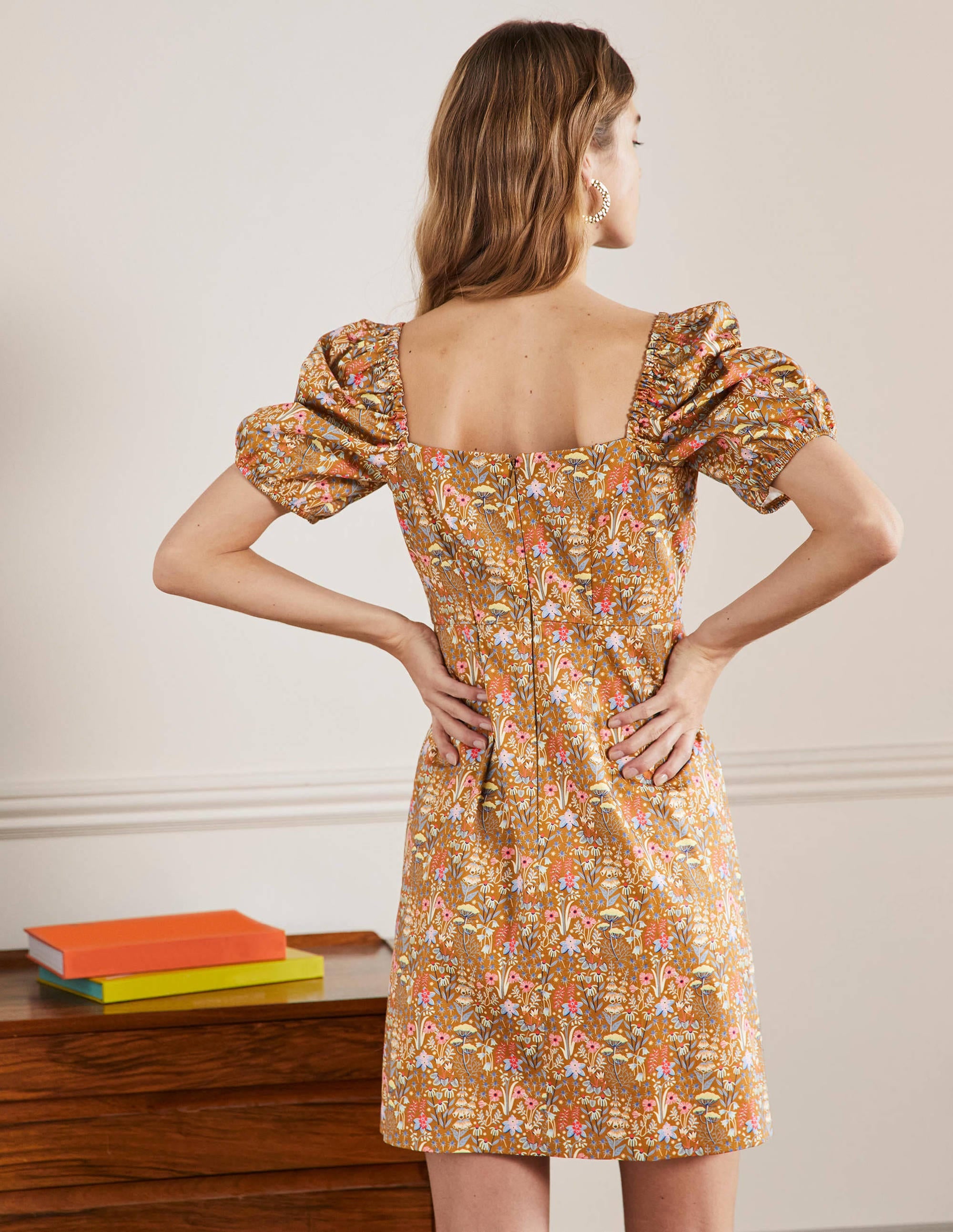 Mini-robe à manches bouffantes-Encens, motif Wildflower Bloom - Image 3