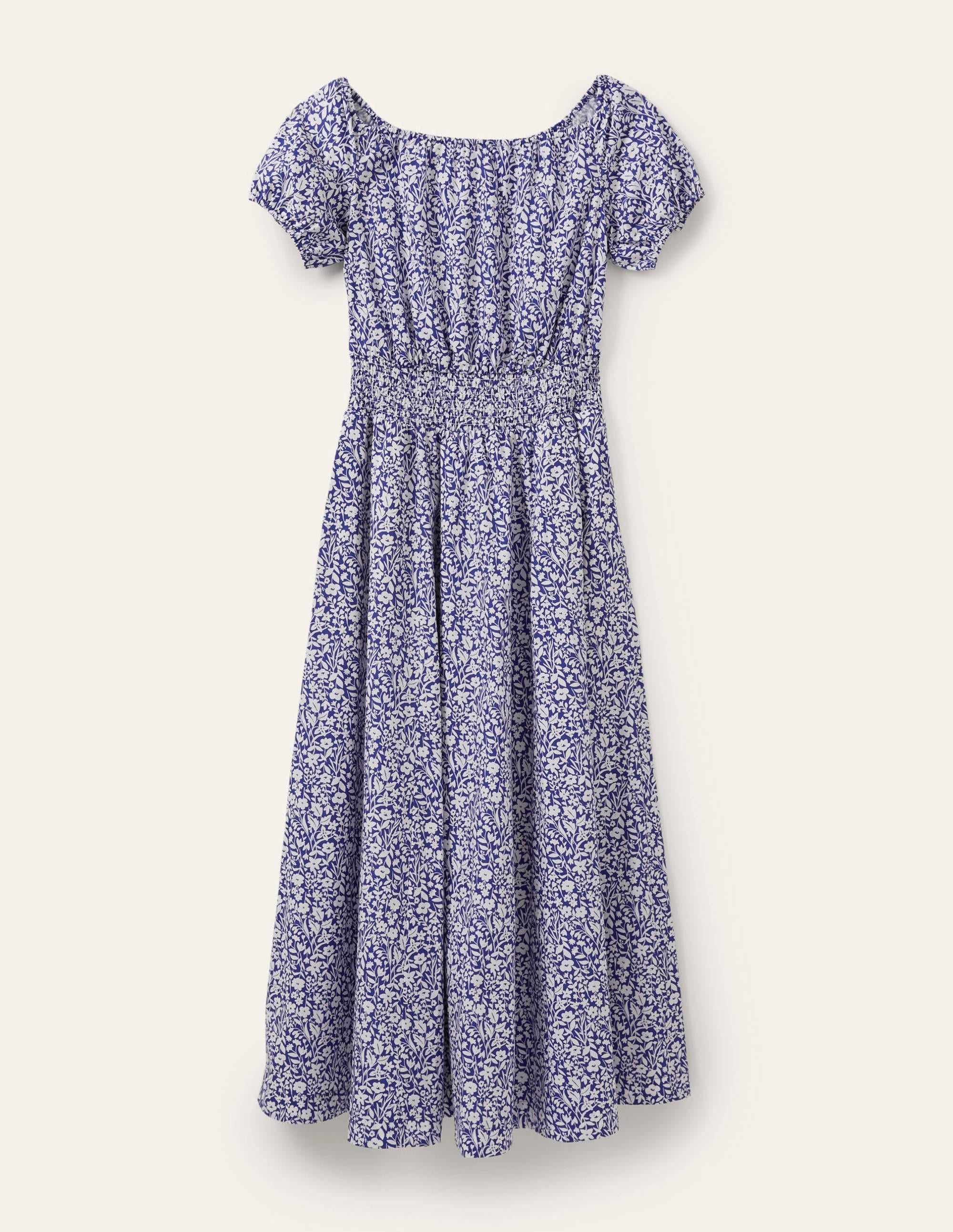 Maxikleid mit Rundhalsausschnitt-Blau, Blumenmuster - Image 6
