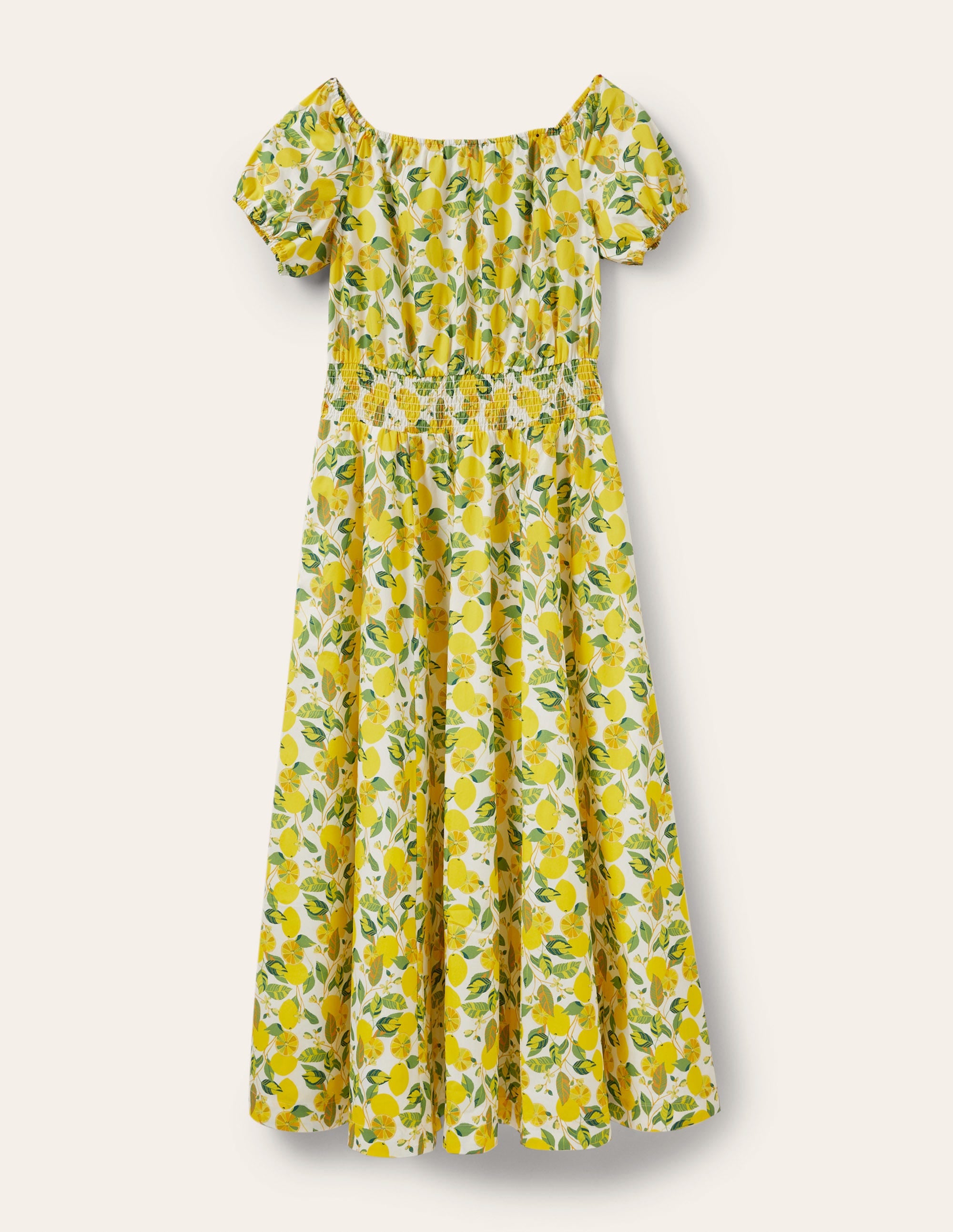 Maxikleid mit Rundhalsausschnitt-Naturweiß/Gelb, Zitronenranke - Image 6