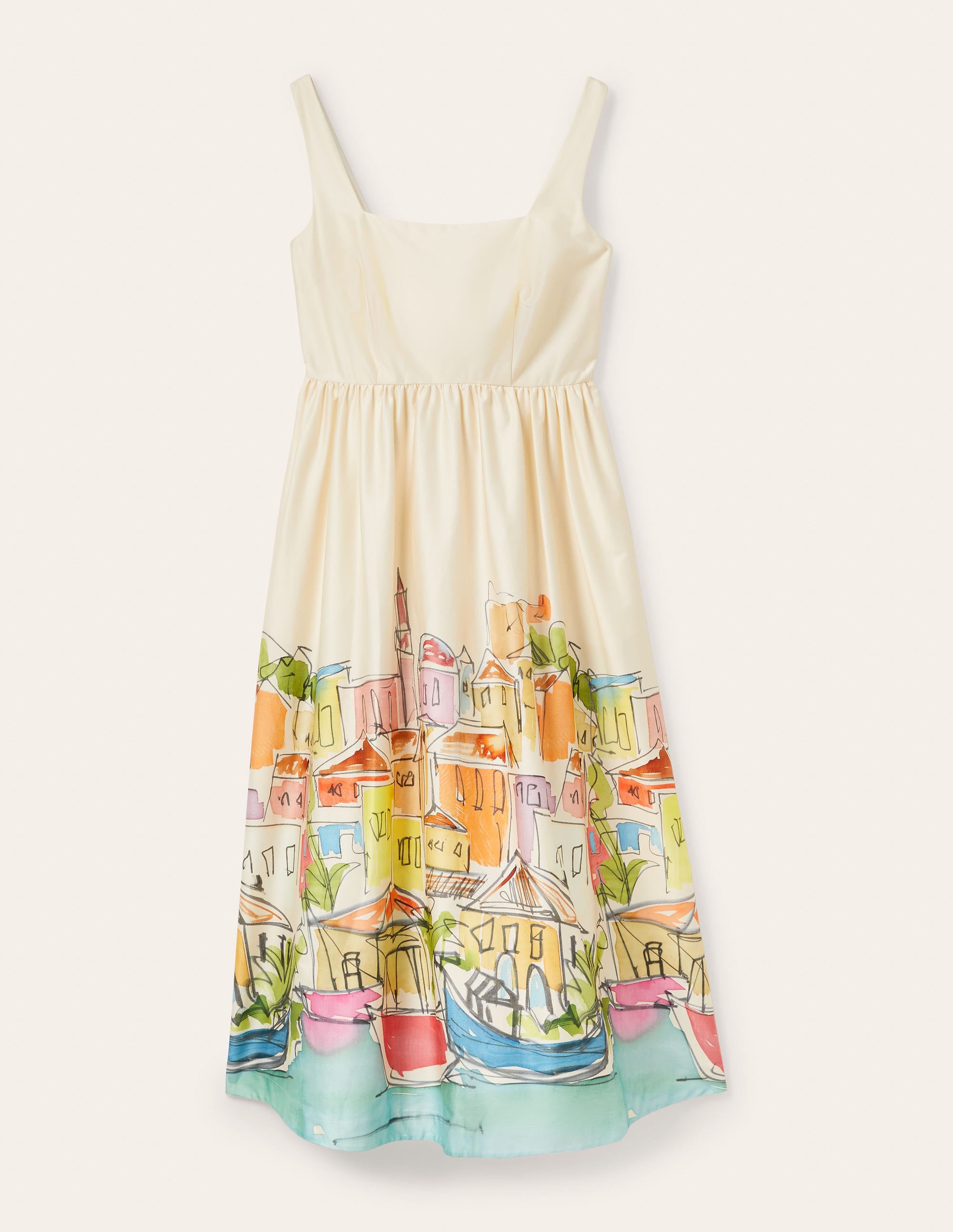 Violet Square Neck Midi Dress-Ivory, Rainbow Village - Image 5
