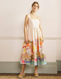 Violet Square Neck Midi Dress-Ivory, Rainbow Village