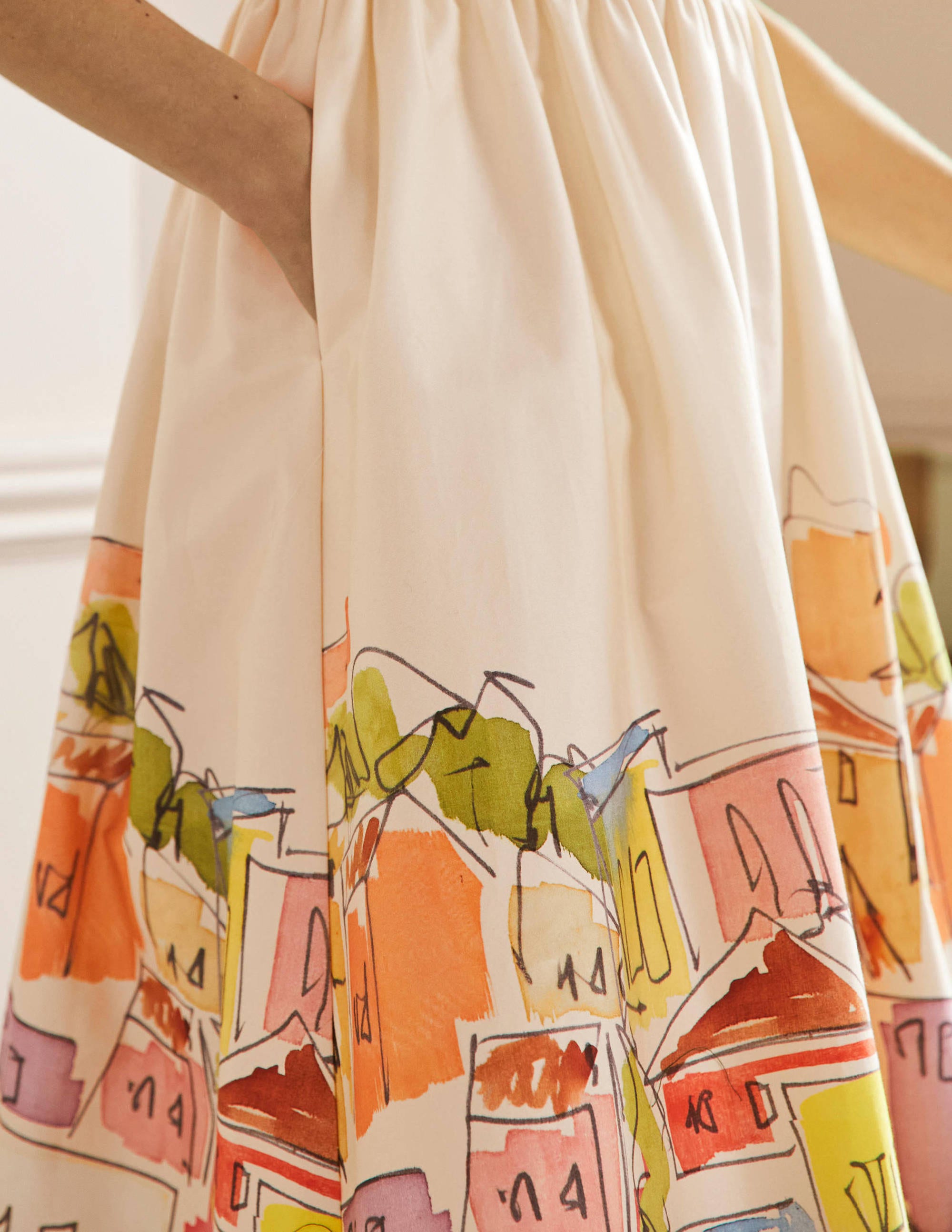 Violet Square Neck Midi Dress-Ivory, Rainbow Village - Image 2