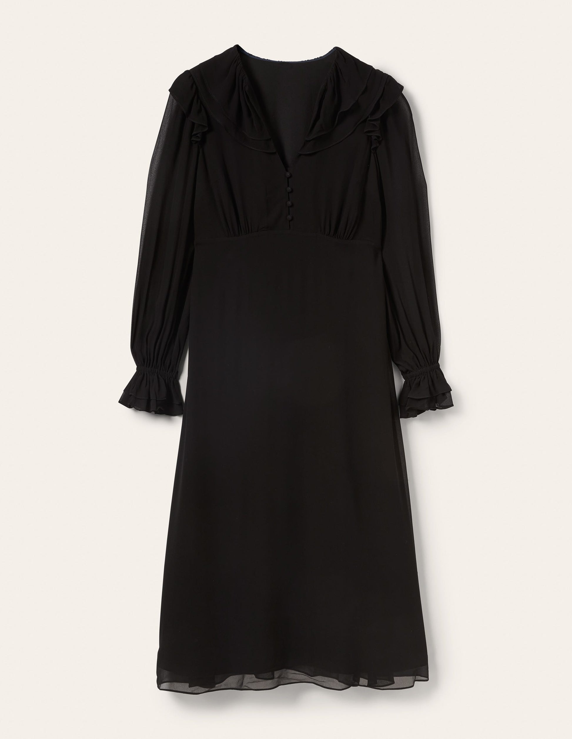 Lara Midikleid mit Rüschen-Schwarz-6
