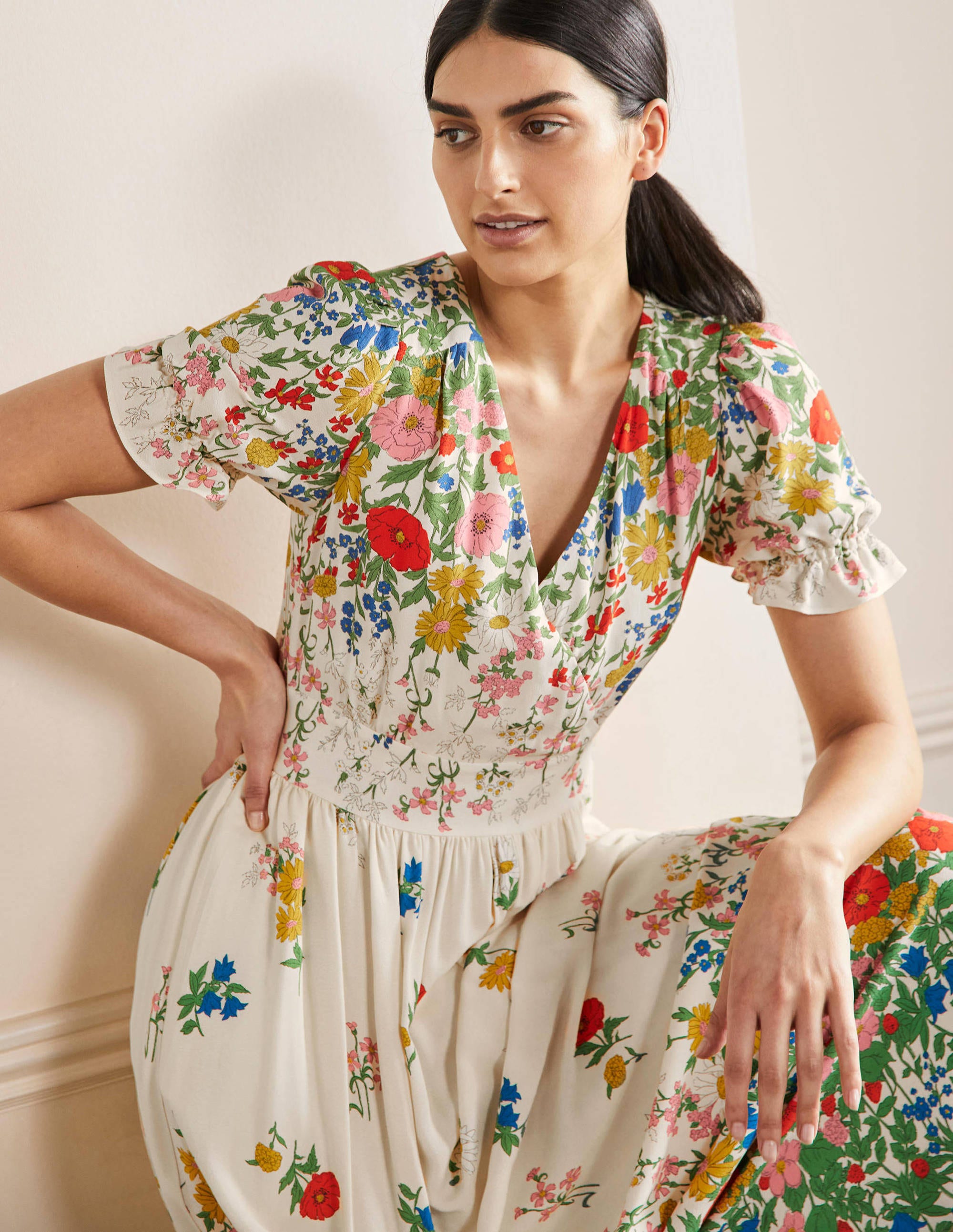 Tessa Maxikleid-Naturweiß, Gartenblumen - Image 4