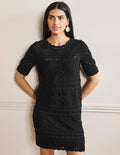 Robe Claudia texturée en maille-Noir