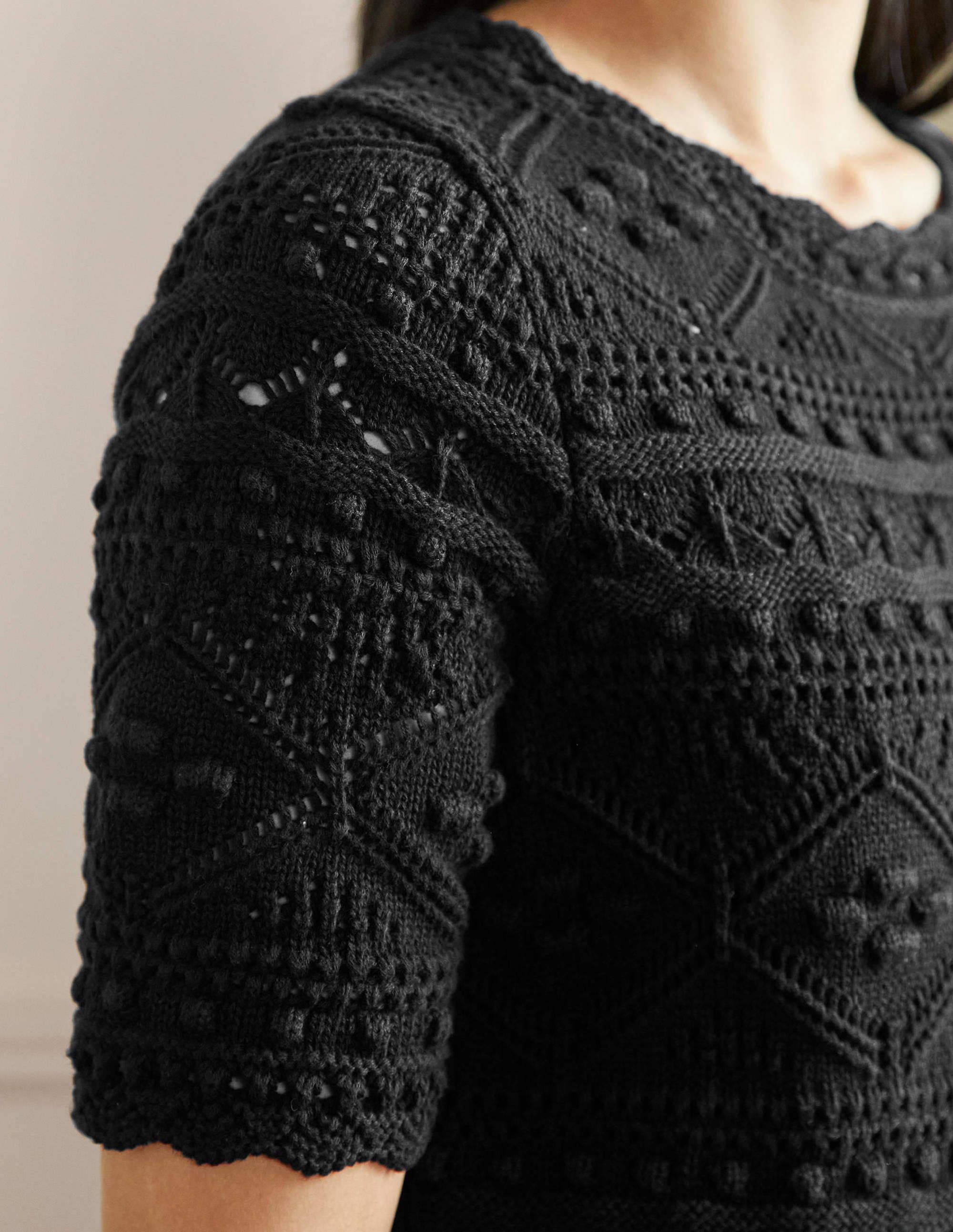 Robe Claudia texturée en maille-Noir - Image 2