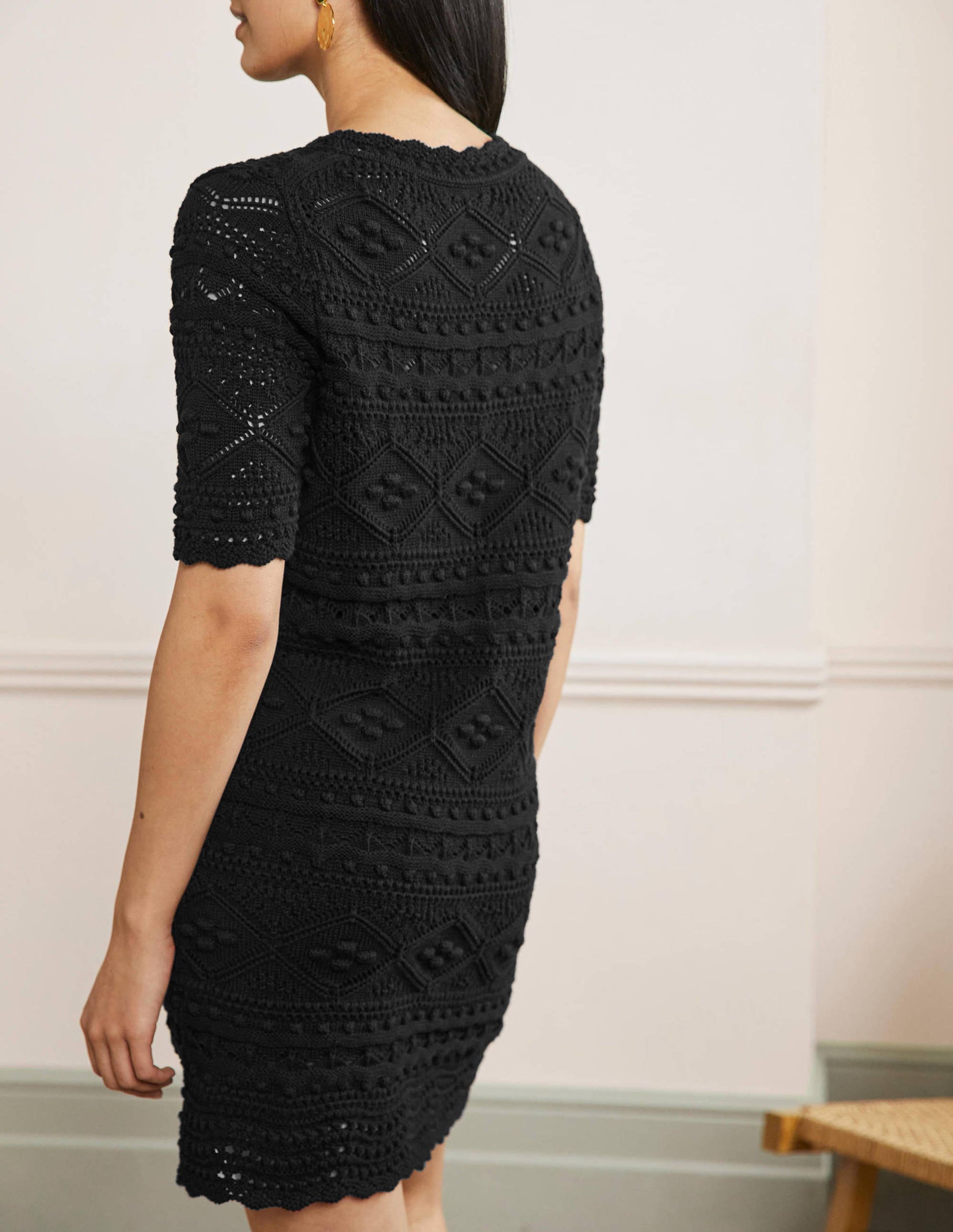 Robe Claudia texturée en maille-Noir-3