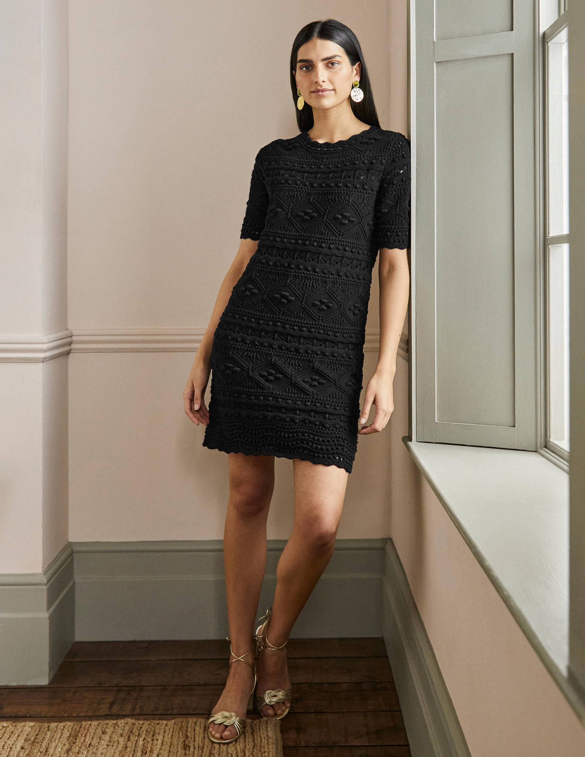 Robe Claudia texturée en maille-Noir-4
