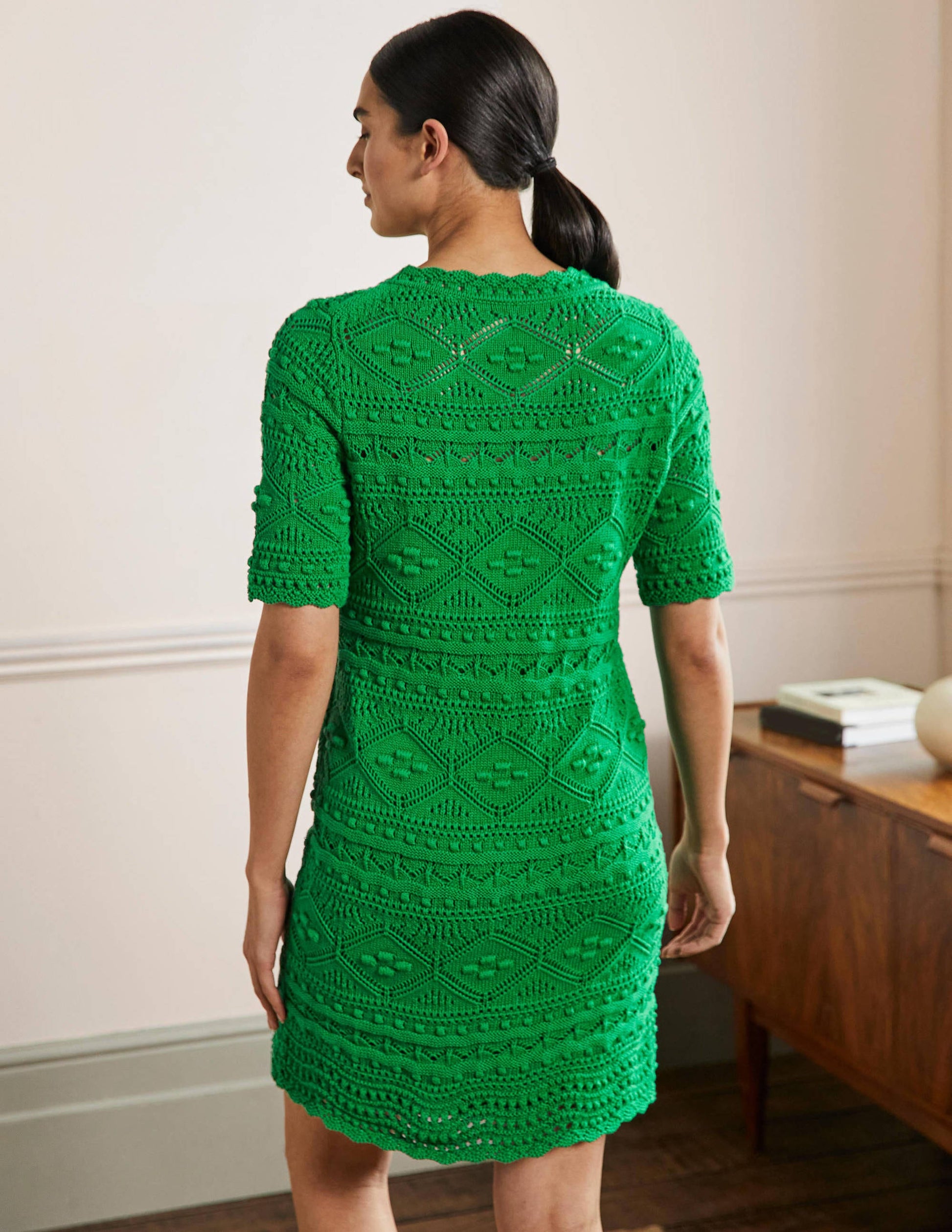 Robe Claudia texturée en maille-Vert des Highlands-3