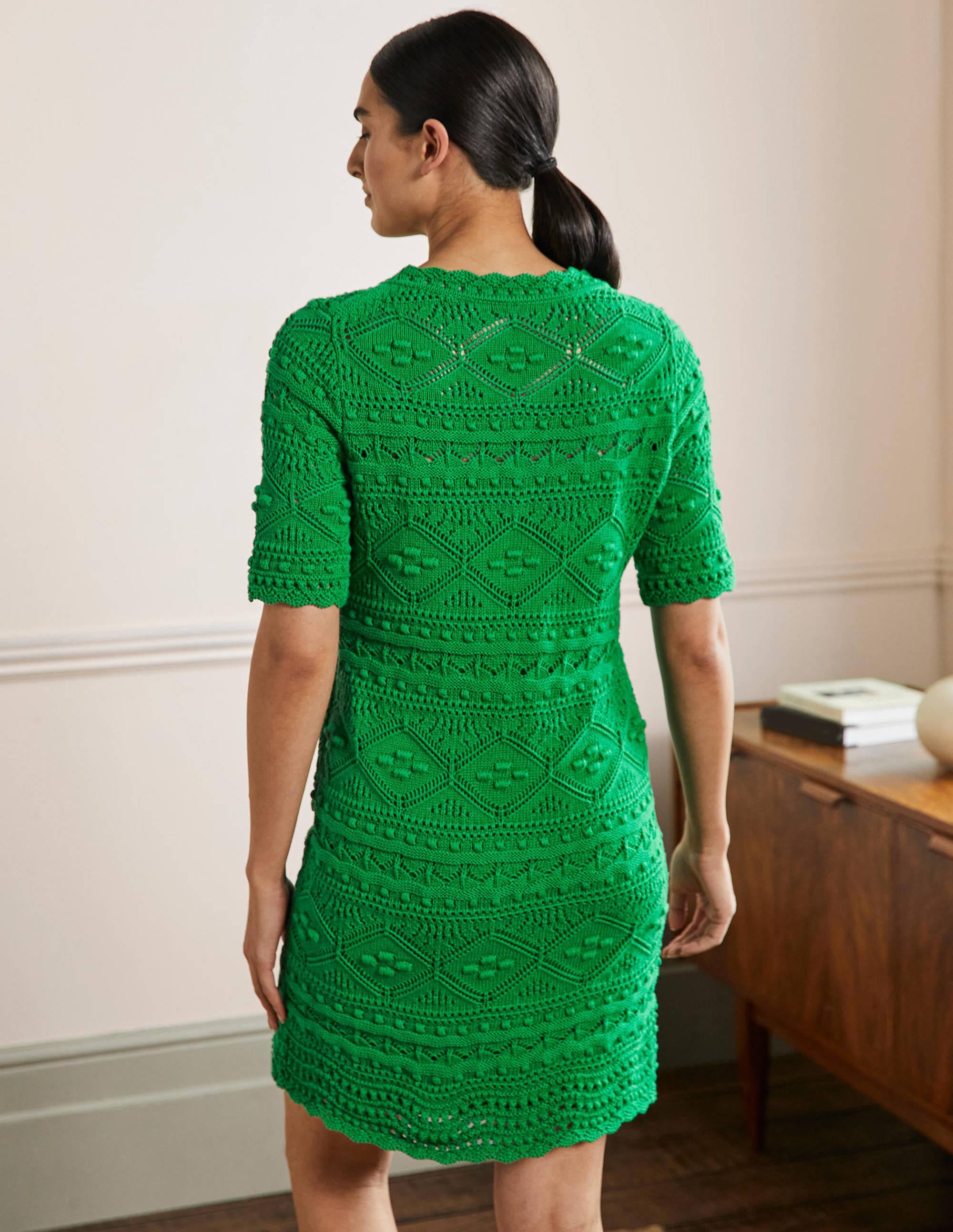 Robe Claudia texturée en maille-Vert des Highlands - Image 3