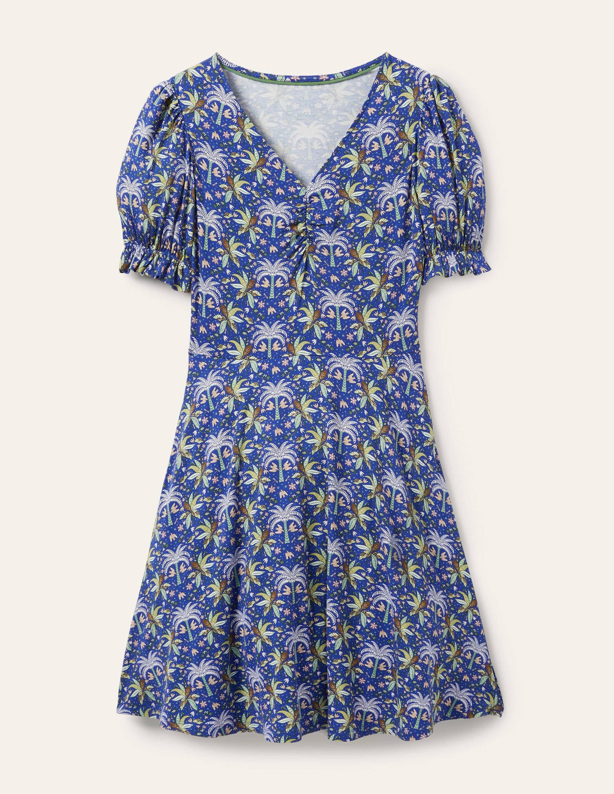 V-Neck Jersey Dress-Atlantic Ocean Oriental Palm - Image 5