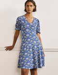 V-Neck Jersey Dress-Atlantic Ocean Oriental Palm