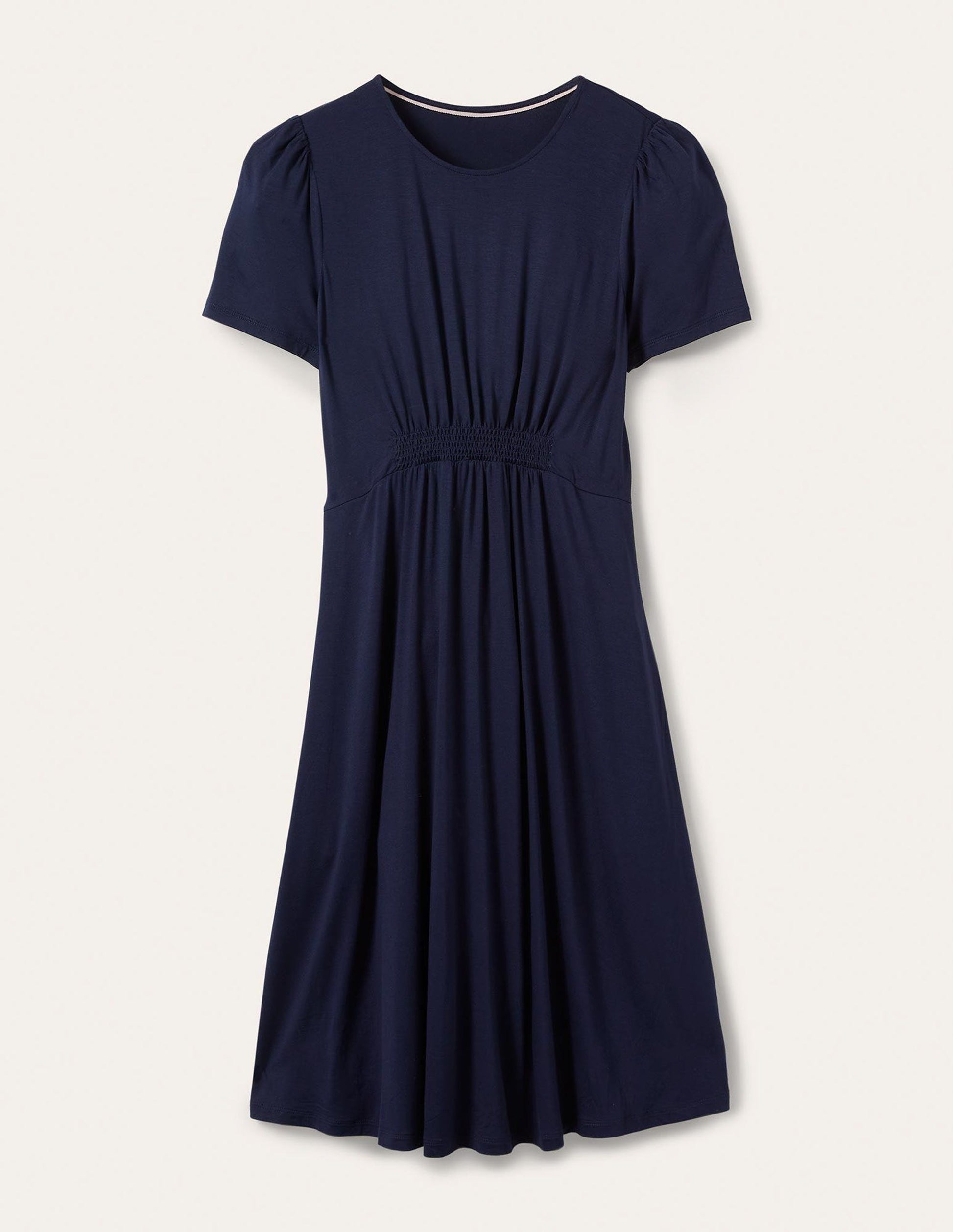 Robe col rond en jersey-Bleu marine-5