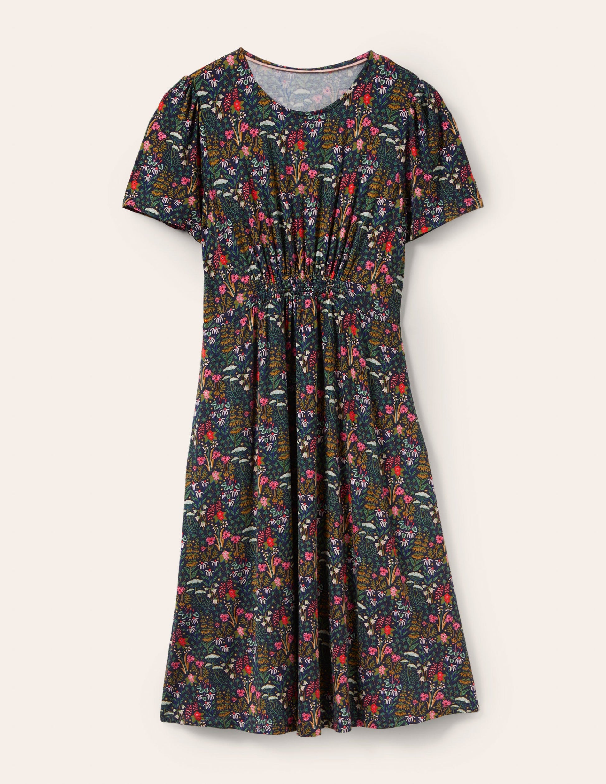 Jerseykleid mit Rundhalsausschnitt-Französisches Navy, Wildblumenblüten-5