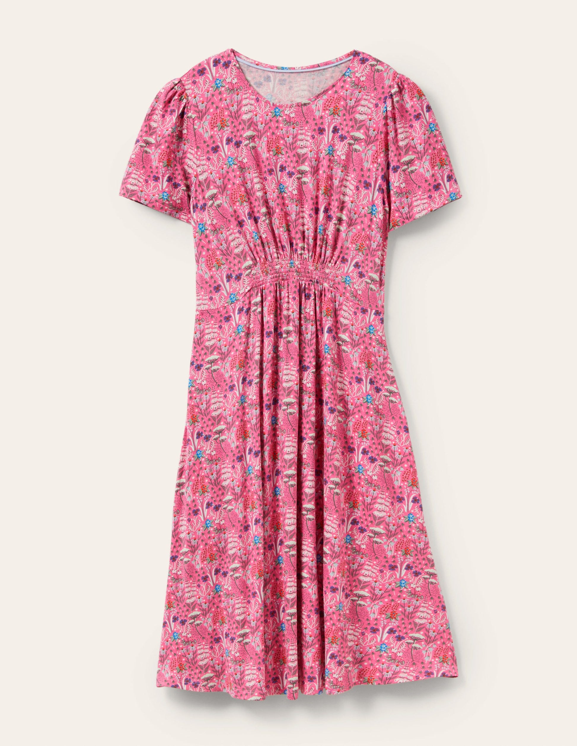 Jerseykleid mit Rundhalsausschnitt-Rosa, Wildblumenblüten-5