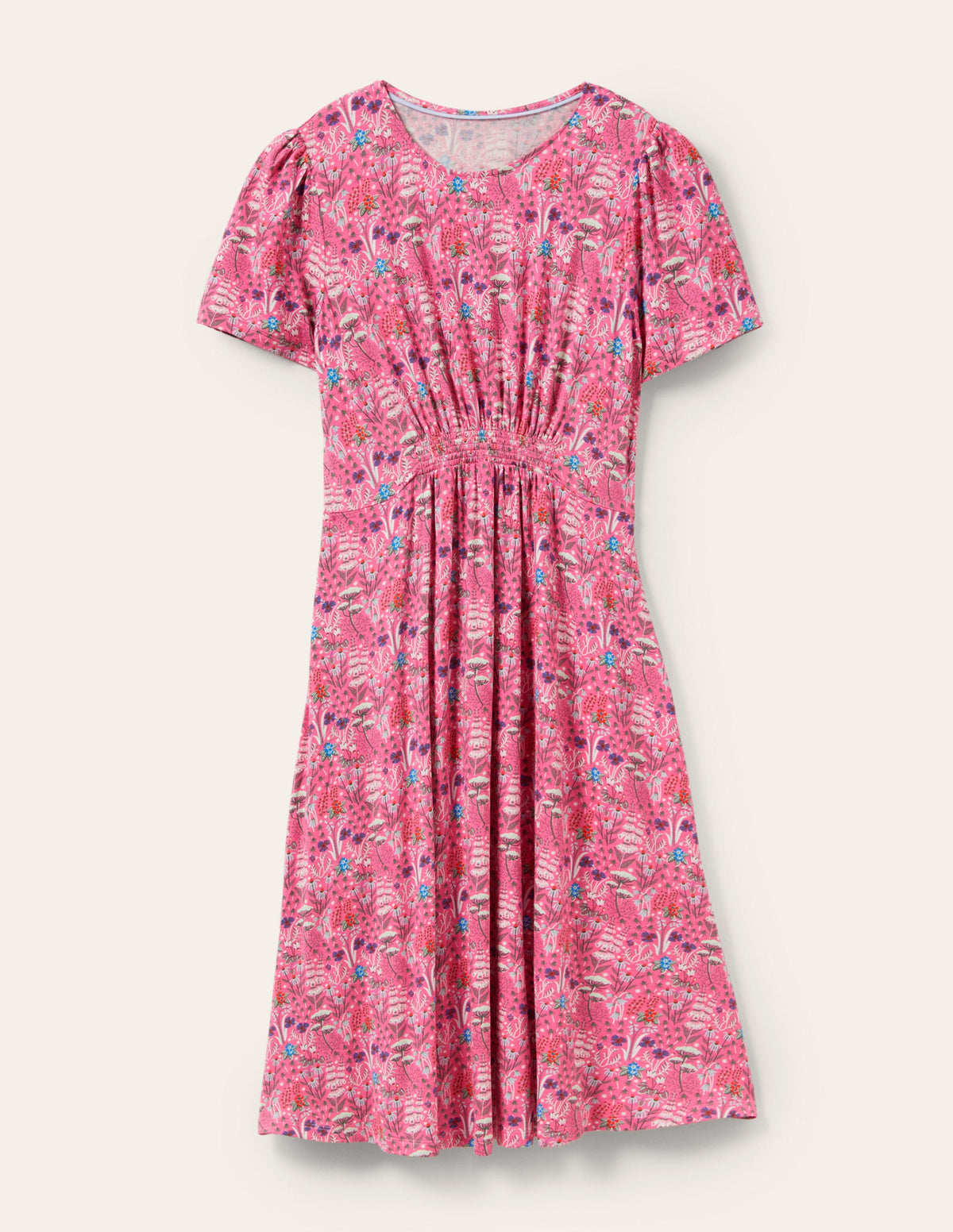 Jerseykleid mit Rundhalsausschnitt-Rosa, Wildblumenblüten - Image 5