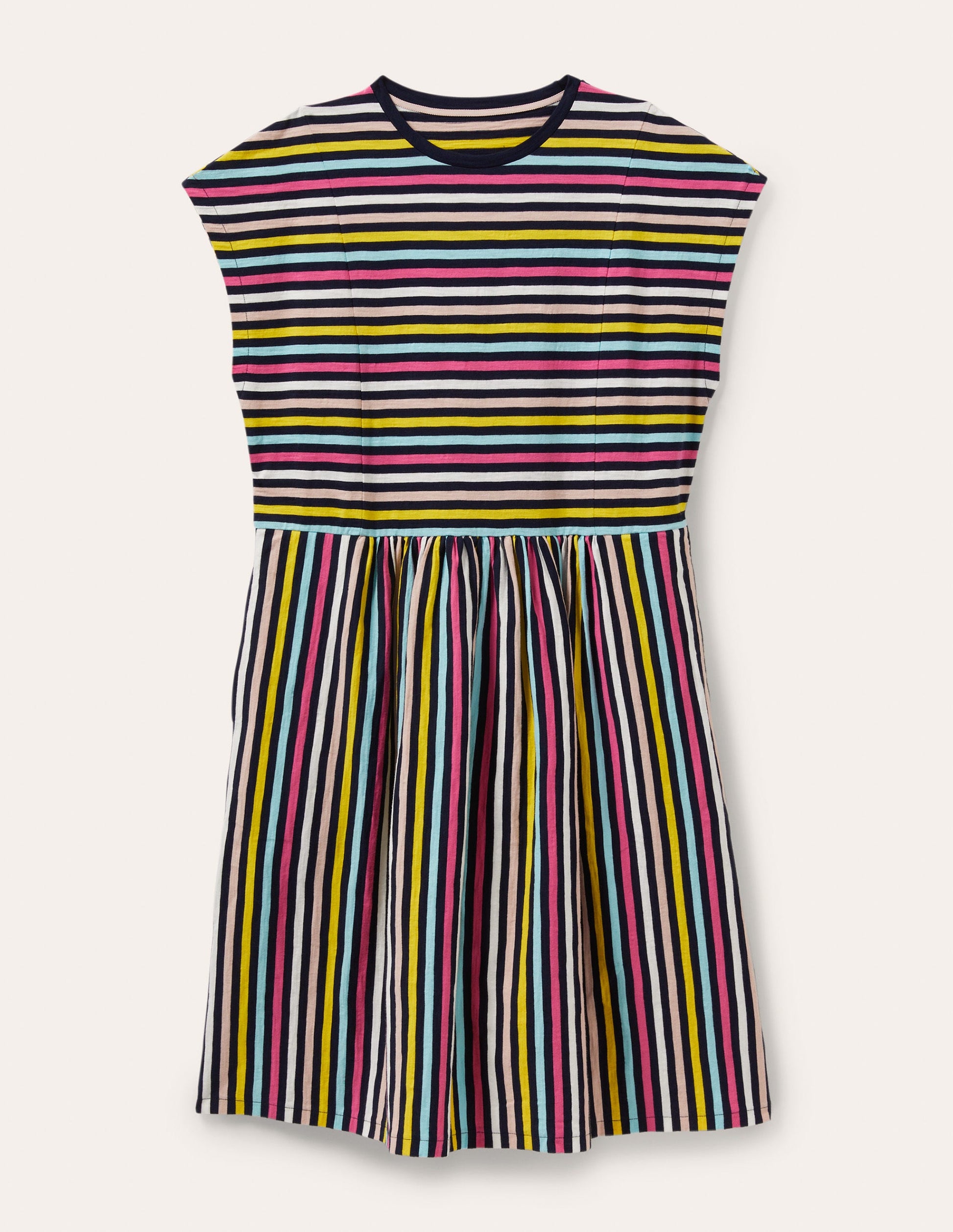 T-Shirt-Kleid aus Jersey-Regenbogen, Gestreift-5