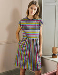 T-Shirt-Kleid aus Jersey-Regenbogen, Gestreift
