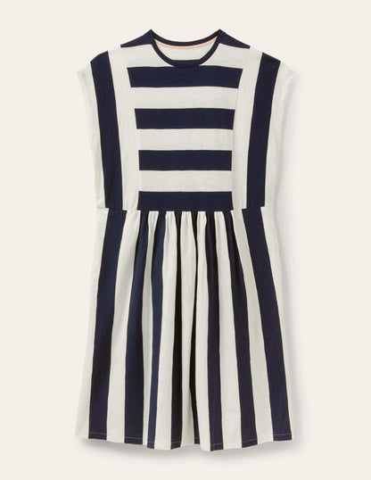 T-Shirt-Kleid aus Jersey-Navy/Naturweiß, Gestreift-5