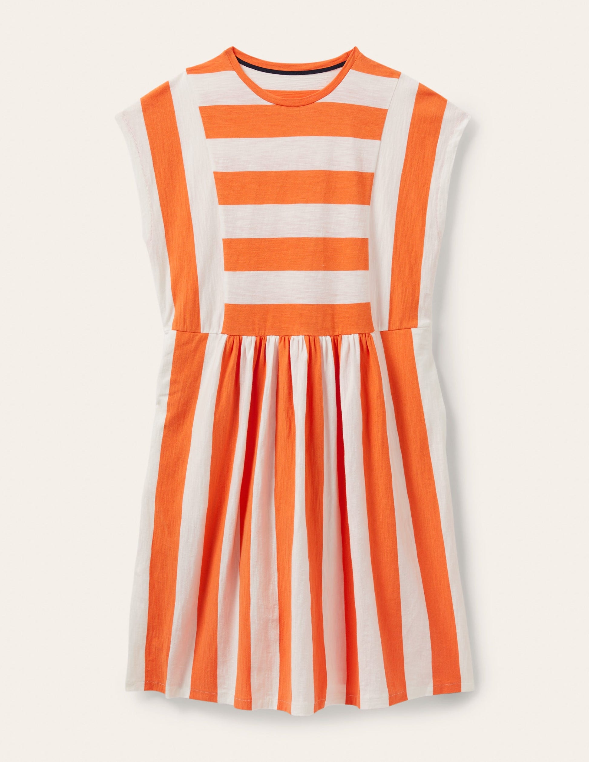 Robe T-shirt en jersey-Rayé orange ancien et ivoire-5
