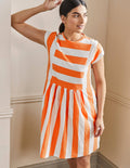 Robe T-shirt en jersey-Rayé orange ancien et ivoire