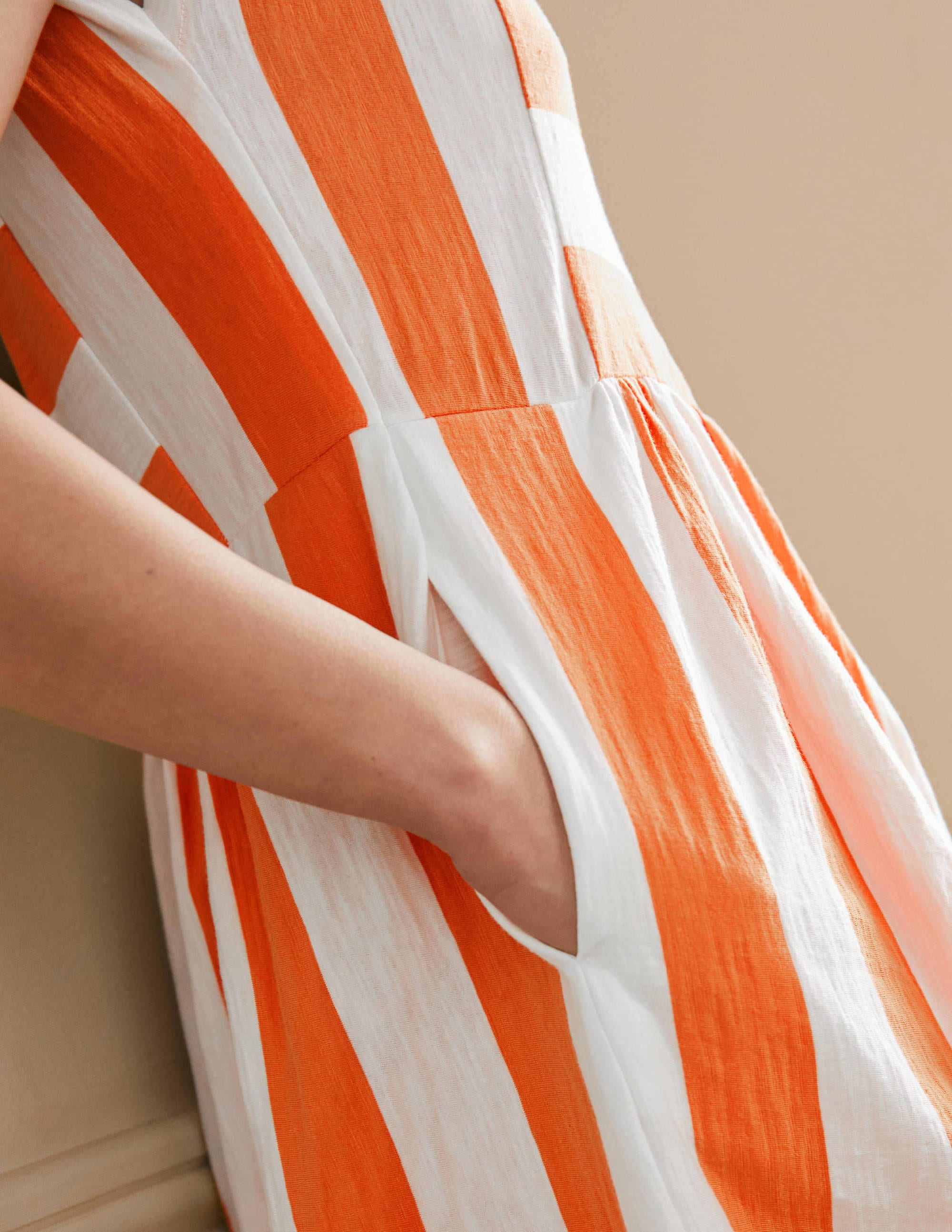 Robe T-shirt en jersey-Rayé orange ancien et ivoire - Image 2