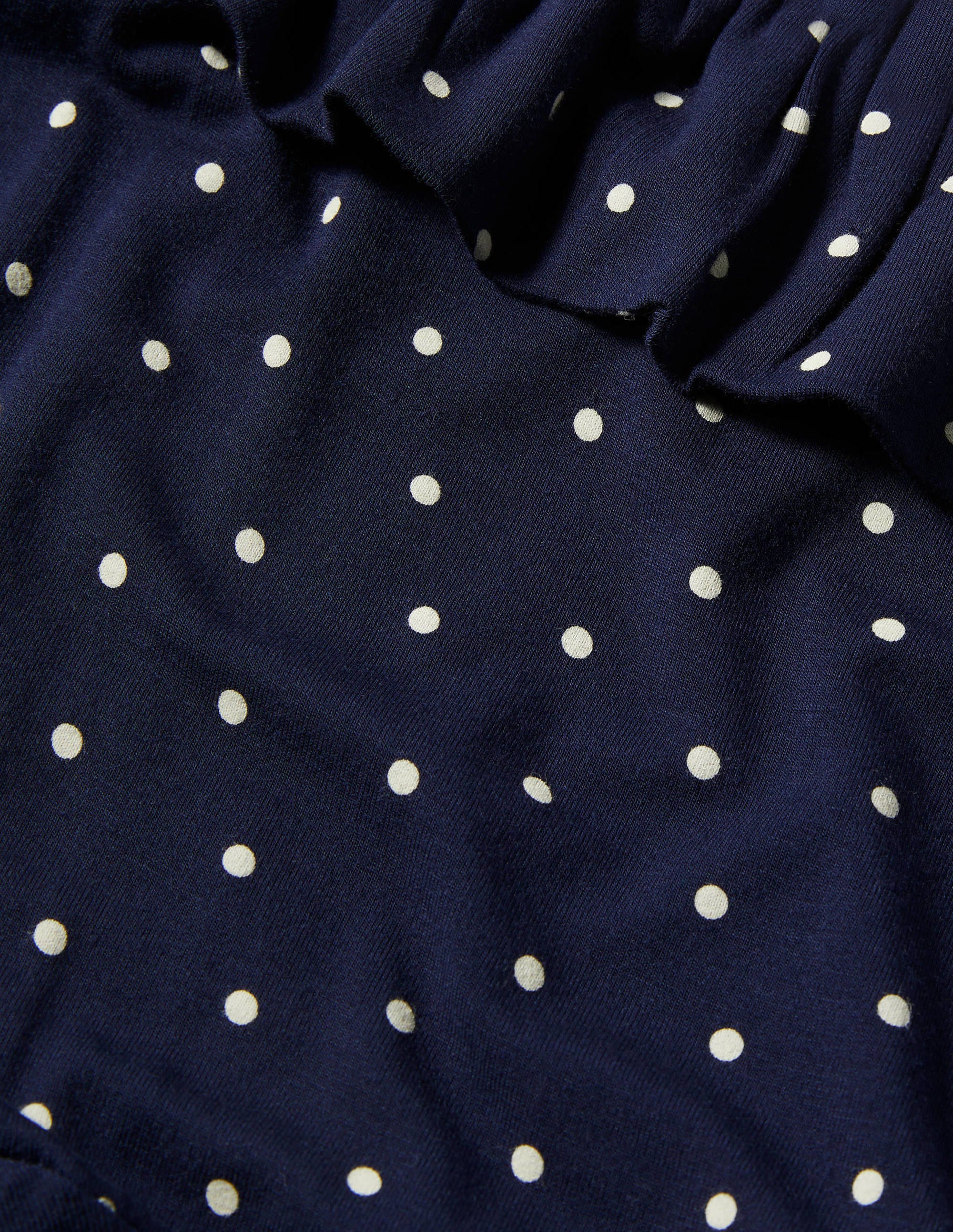 Ruffle Neck Jersey Midi Dress-French Navy, Pin Dot - Image 4