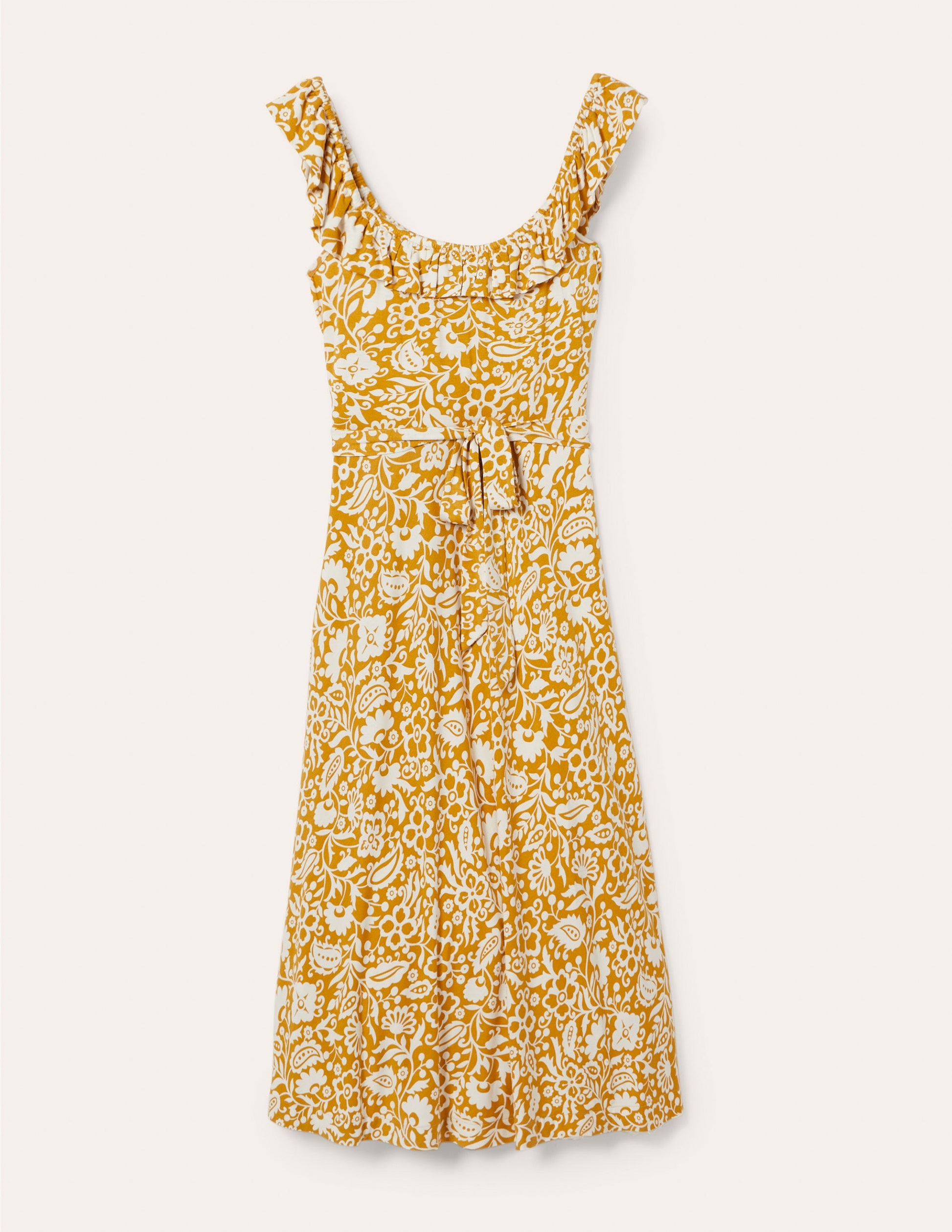 Jersey-Midikleid mit Rüschenkragen-Briochebraun, Orientalisches Paradies-6
