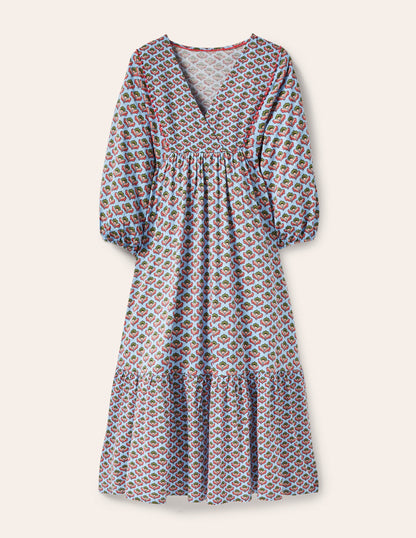 Anita Jersey-Midikleid-Graublau, Orientalische Knospen-5