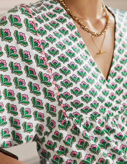 Anita Jersey-Midikleid-Efeugrün, Orientalische Blüten