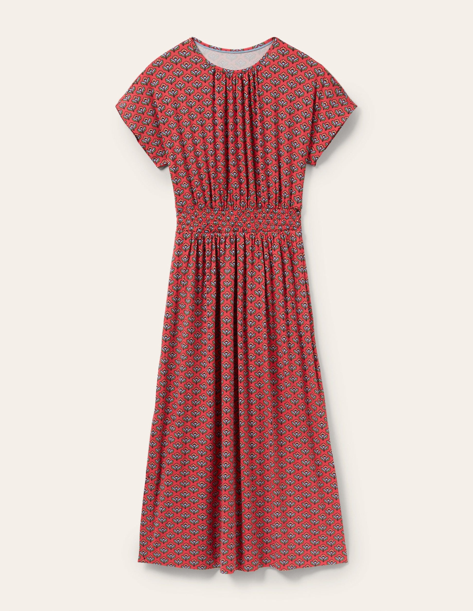 Midikleid aus Jersey-Rettichrot, Geometrisches Muster-5
