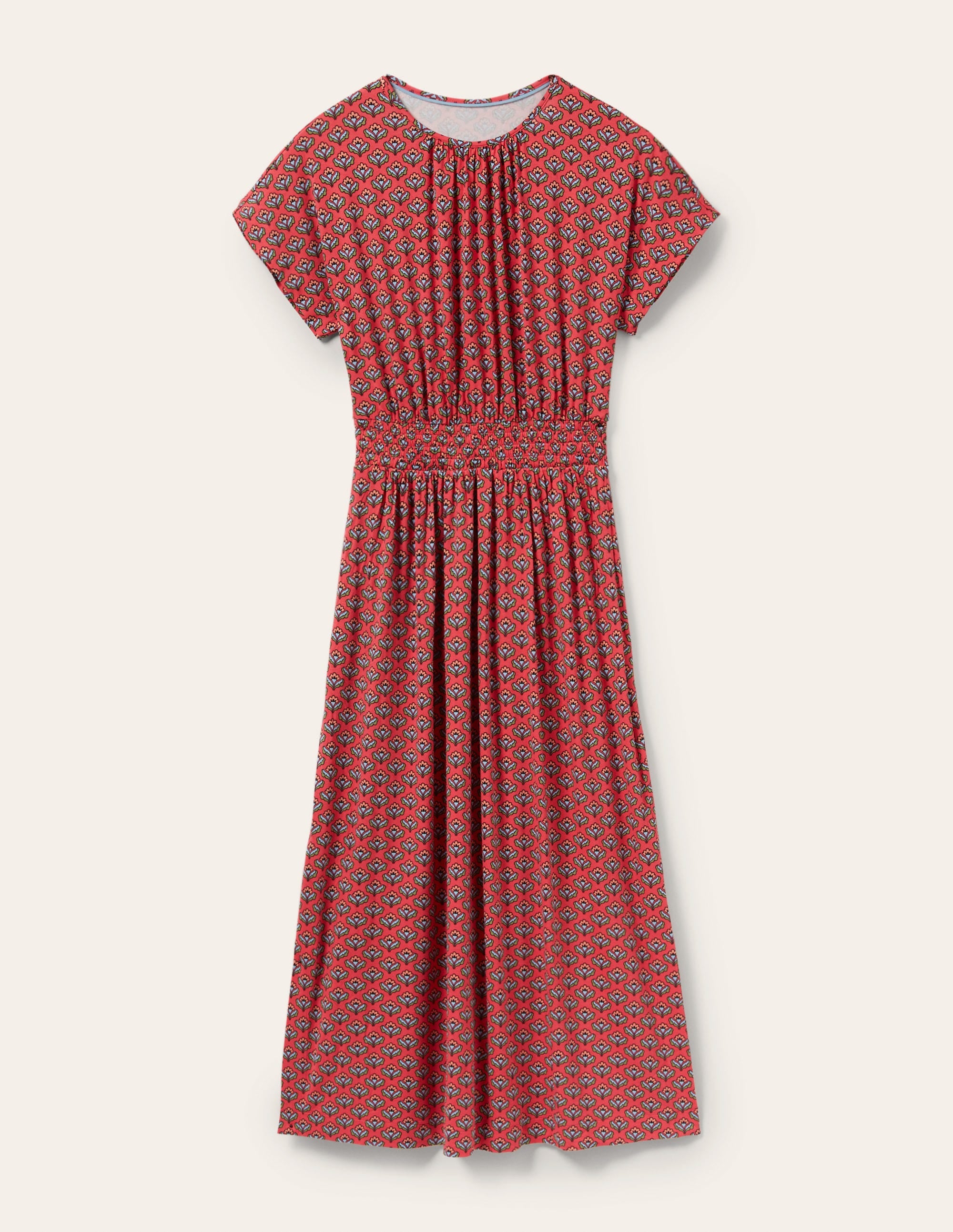 Midikleid aus Jersey-Rettichrot, Geometrisches Muster - Image 5