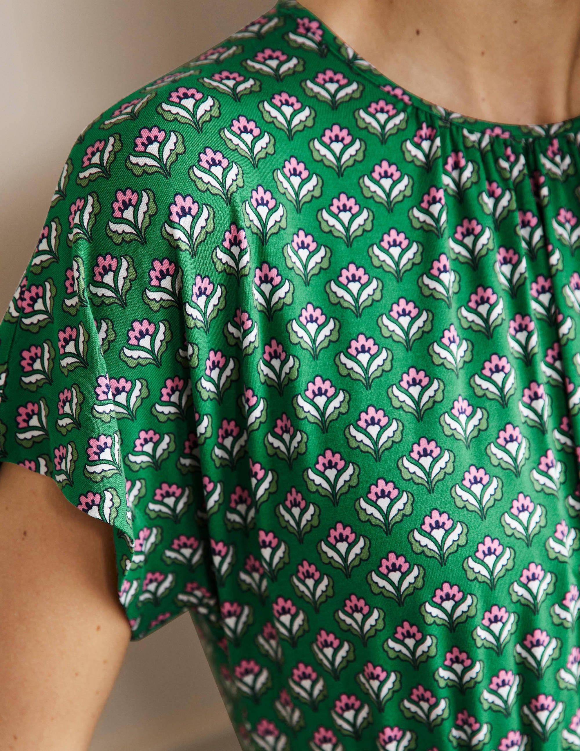 Robe midi en jersey-Motif géométrique vert des Highlands - Image 5