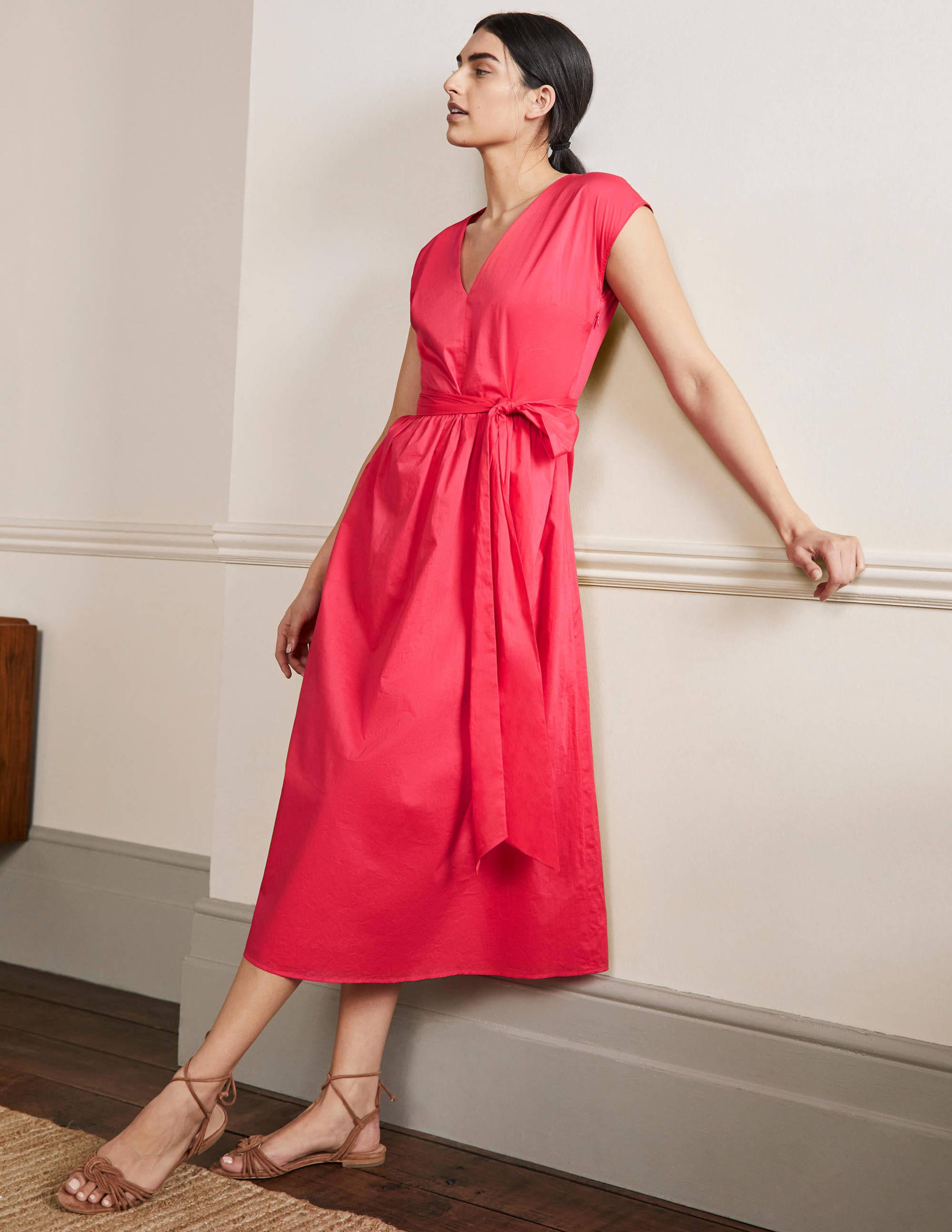 Midikleid mit Taillengürtel-Rettichrot - Image 1