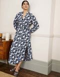 Robe longue à manches longues en lin-Ivoire, motif Pineapple Cluster
