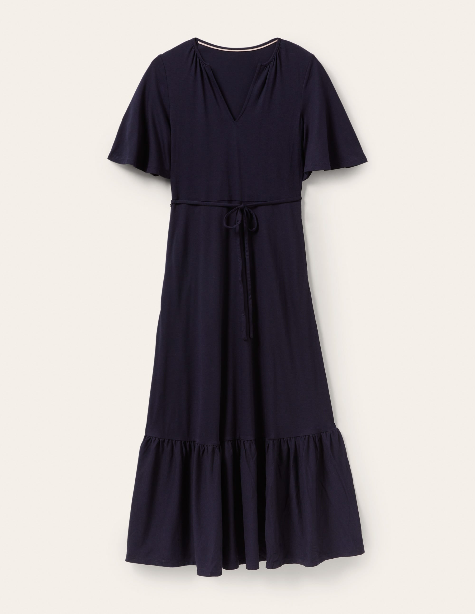 Jersey-Maxikleid mit gekerbtem Ausschnitt-Marineblau - Image 6