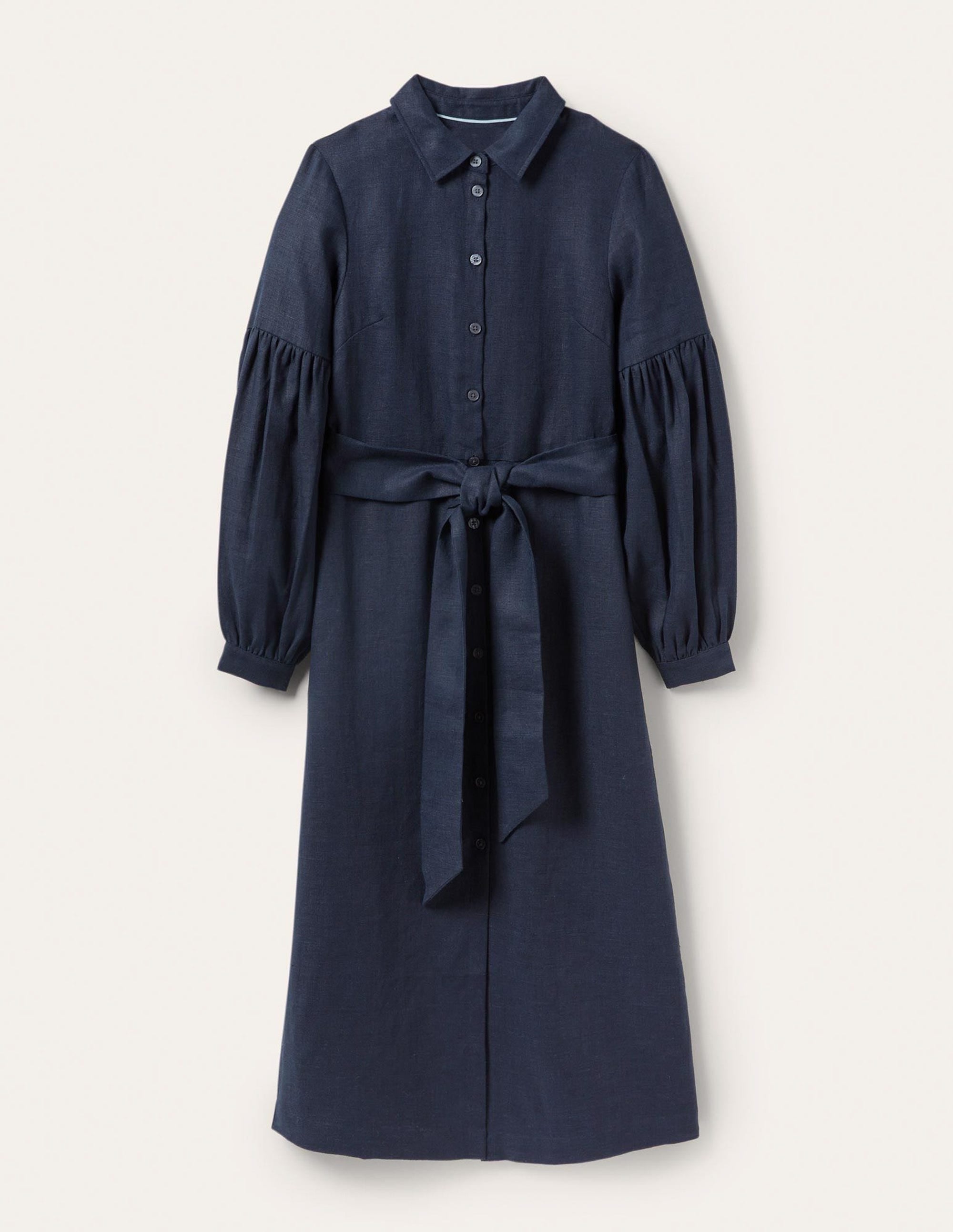 Midi-Hemdblusenkleid mit Detail am Ärmel-Marineblau - Image 5