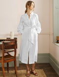Sleeve Detail Midi Shirt Dress-White