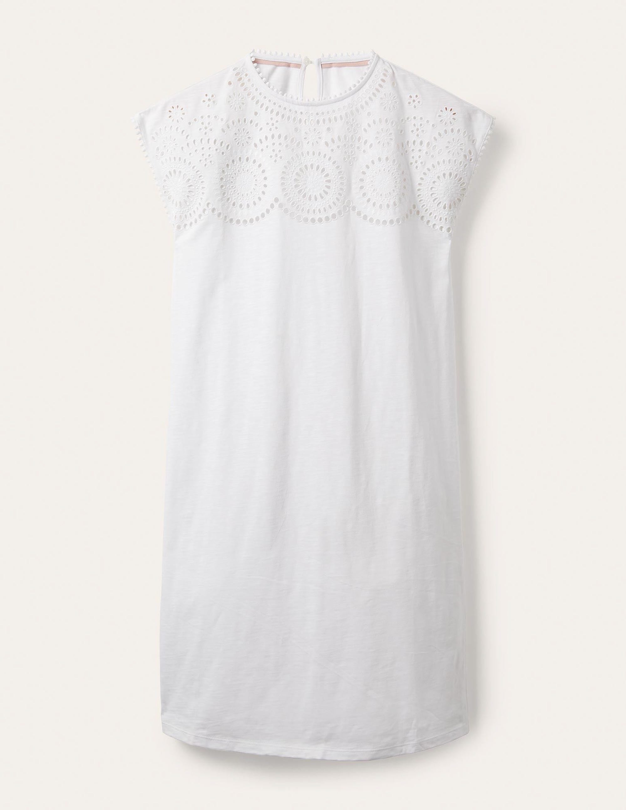 T-Shirt-Kleid aus Jersey mit Lochspitze-Weiß - Image 5