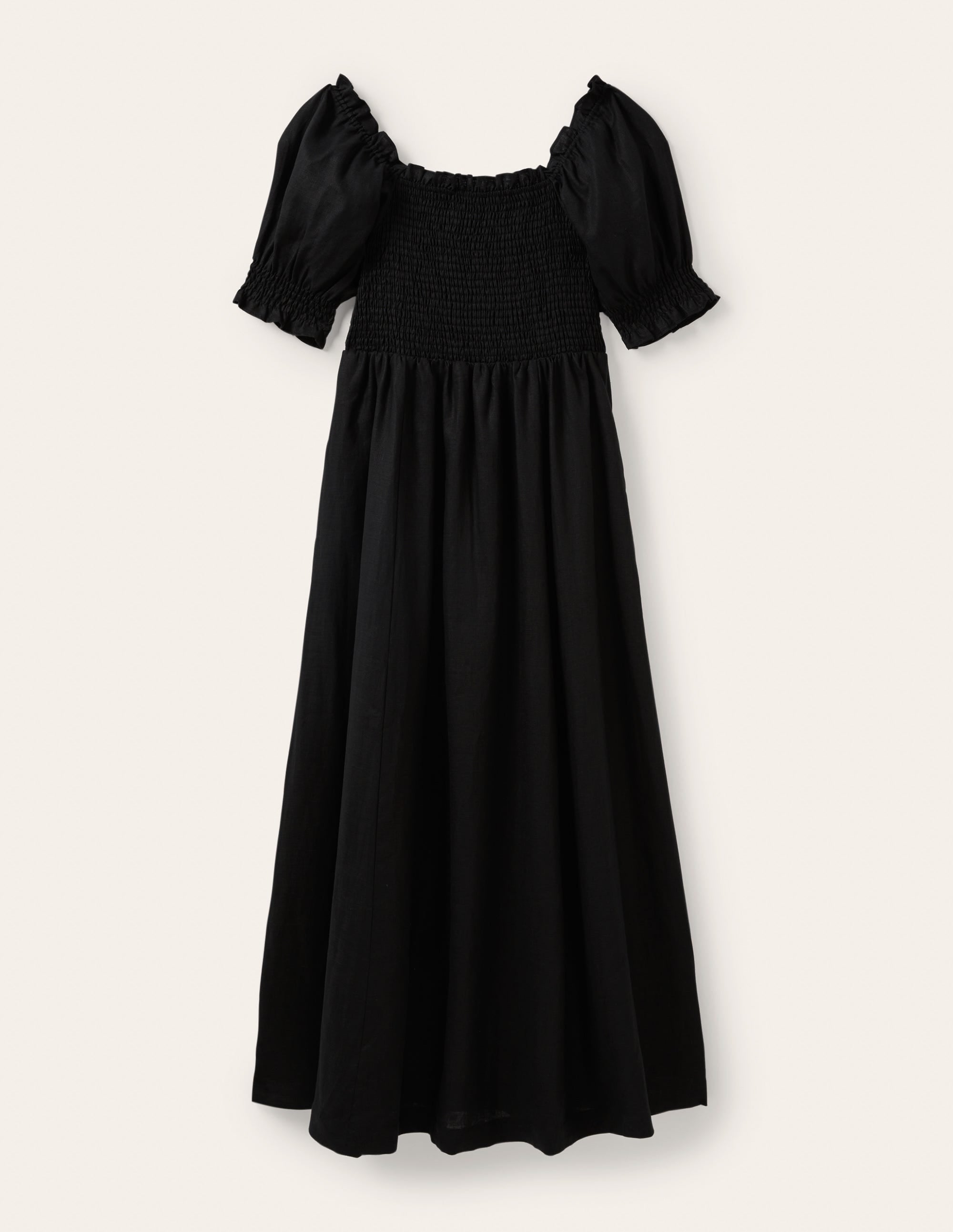 Midikleid mit gesmoktem Oberteil-Schwarz - Image 5