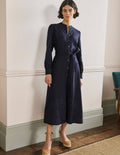 Midi-Hemdblusenkleid mit Lochspitze-Marineblau