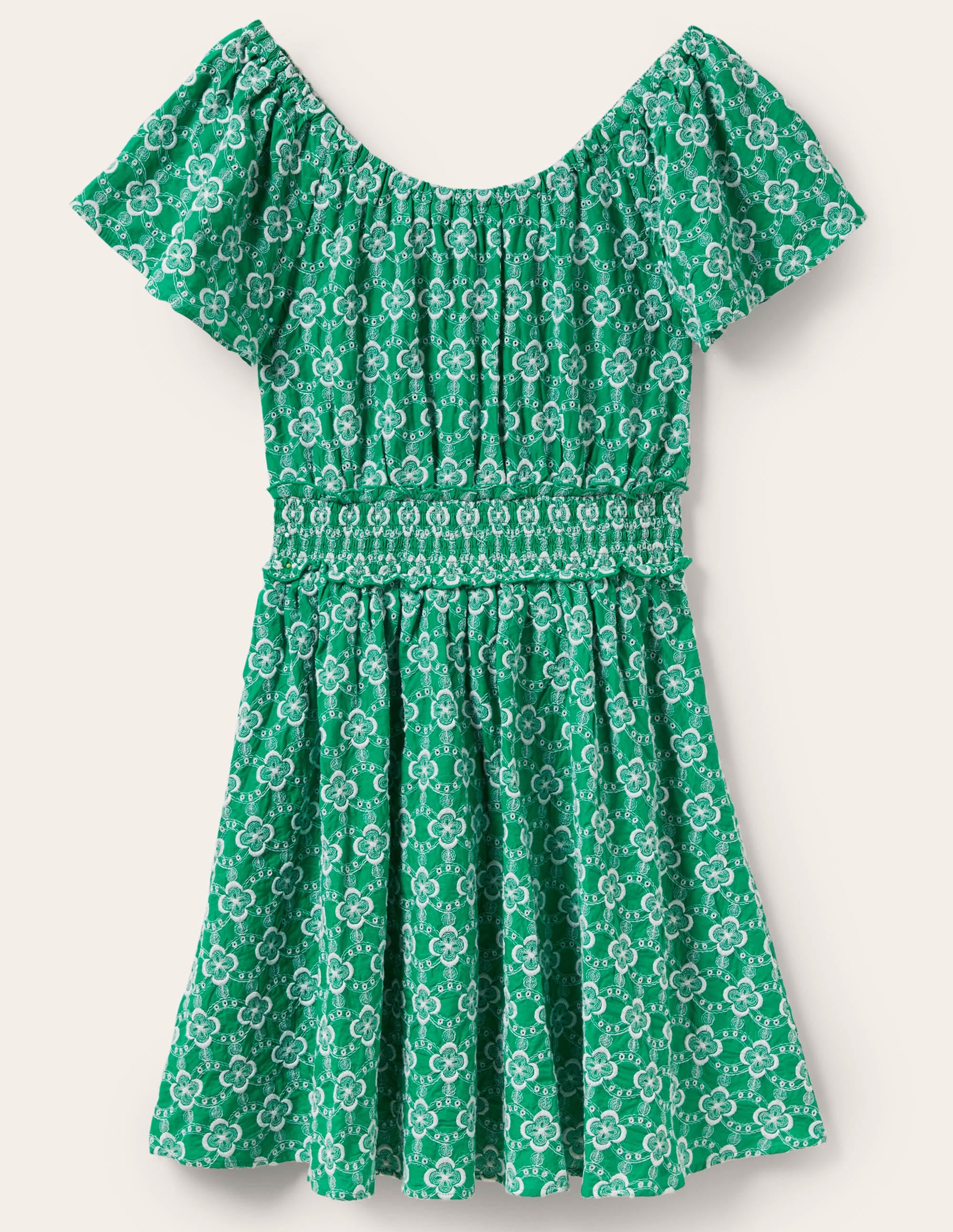 Besticktes Kleid mit Rundhalsausschnitt-Grün, Geometrisches Muster - Image 6