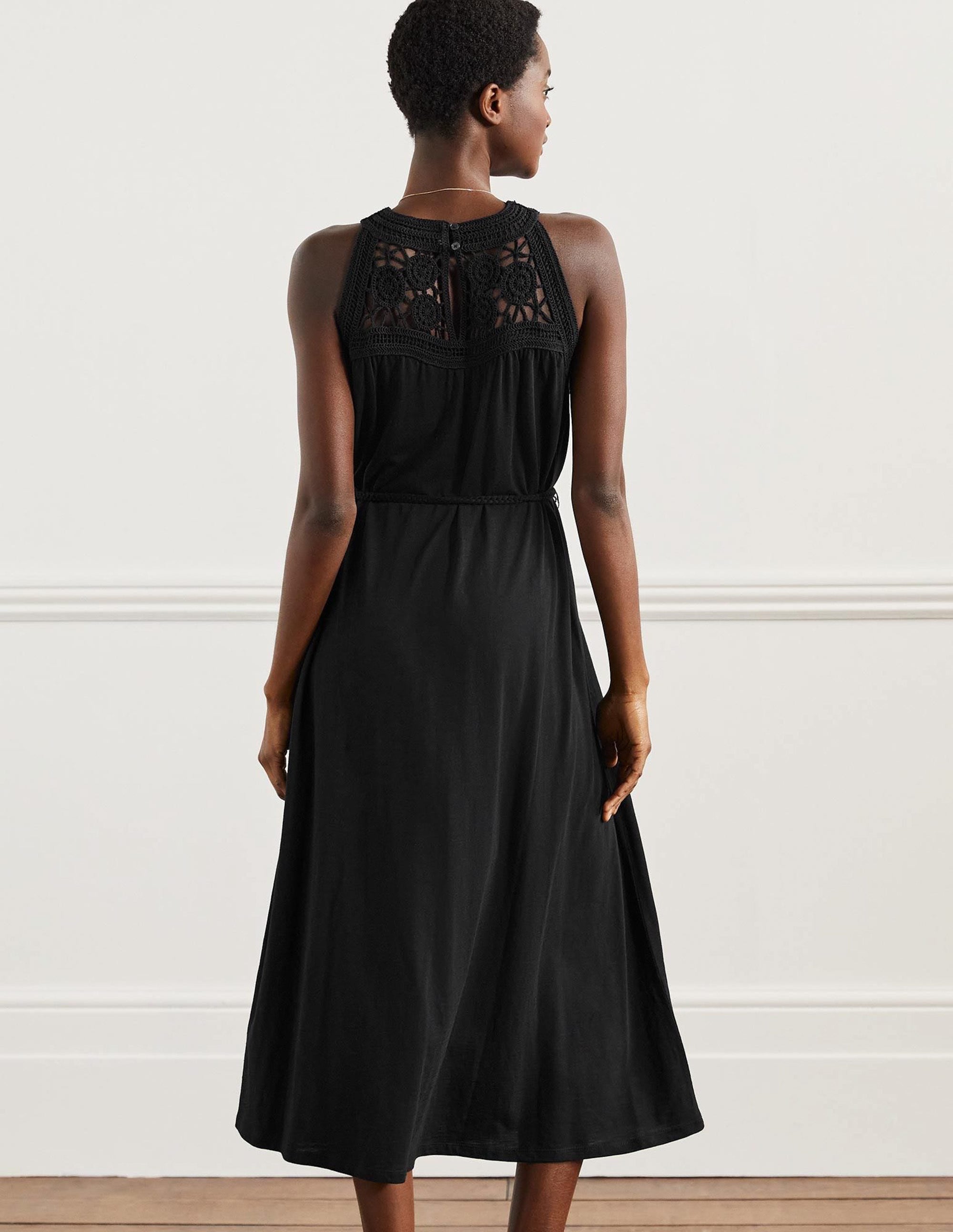 Robe midi Anais en jersey-Noir - Image 8