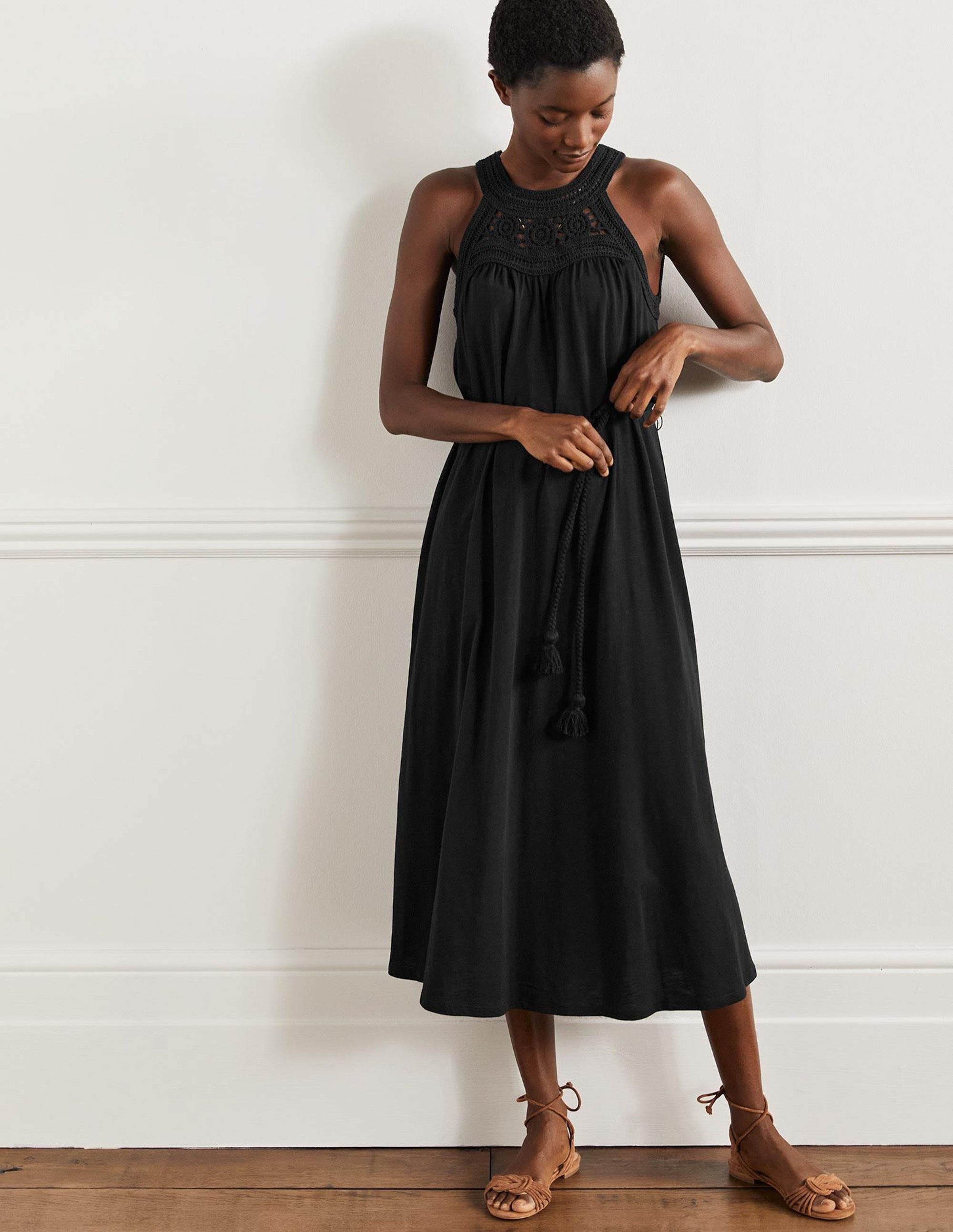 Robe midi Anais en jersey-Noir - Image 10