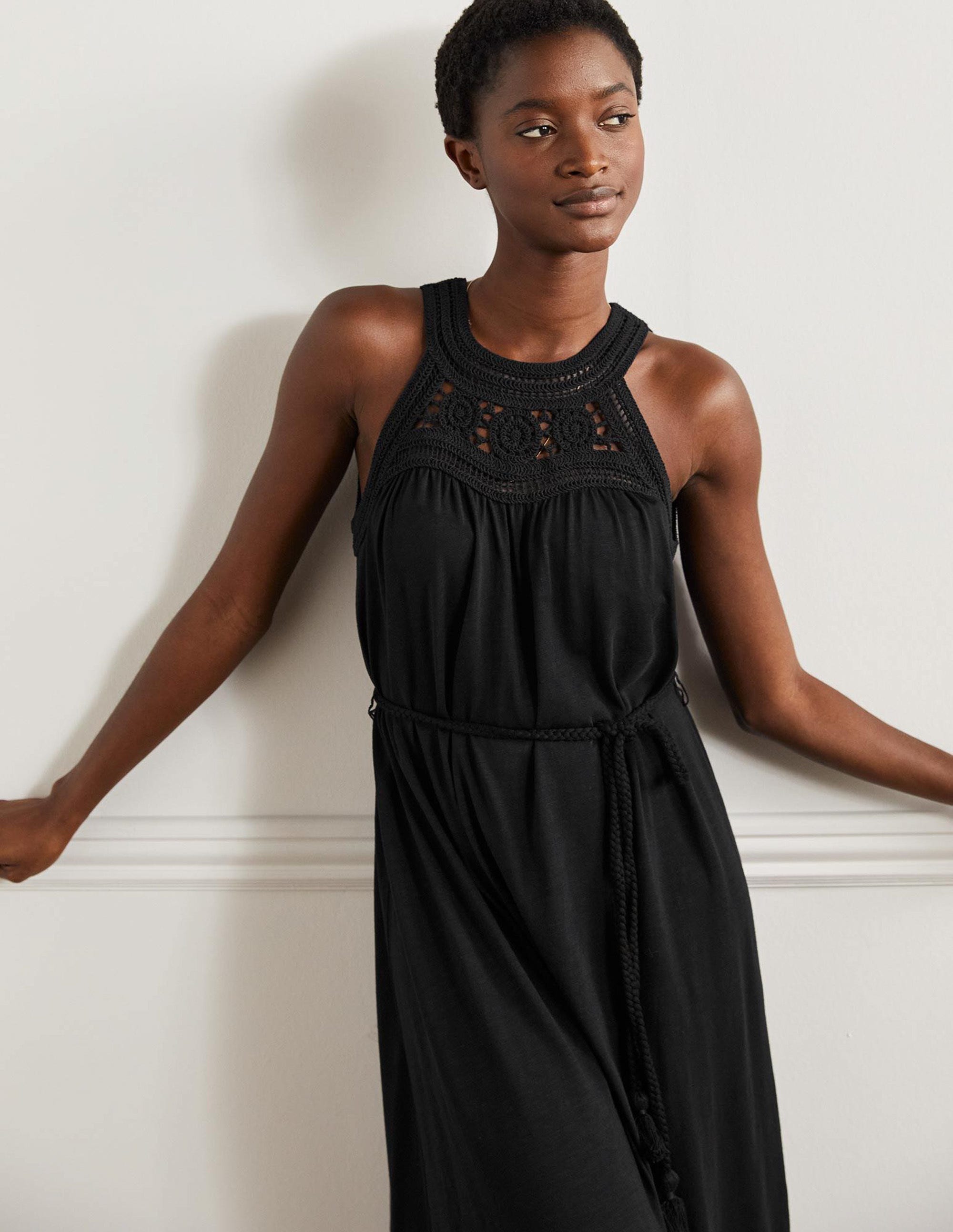 Robe midi Anais en jersey-Noir - Image 4