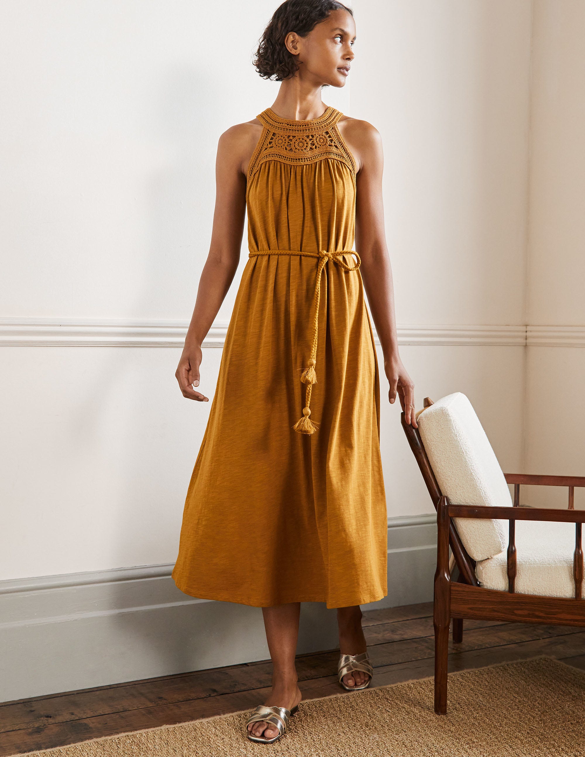 Robe midi Anais en jersey-Encens - Image 1