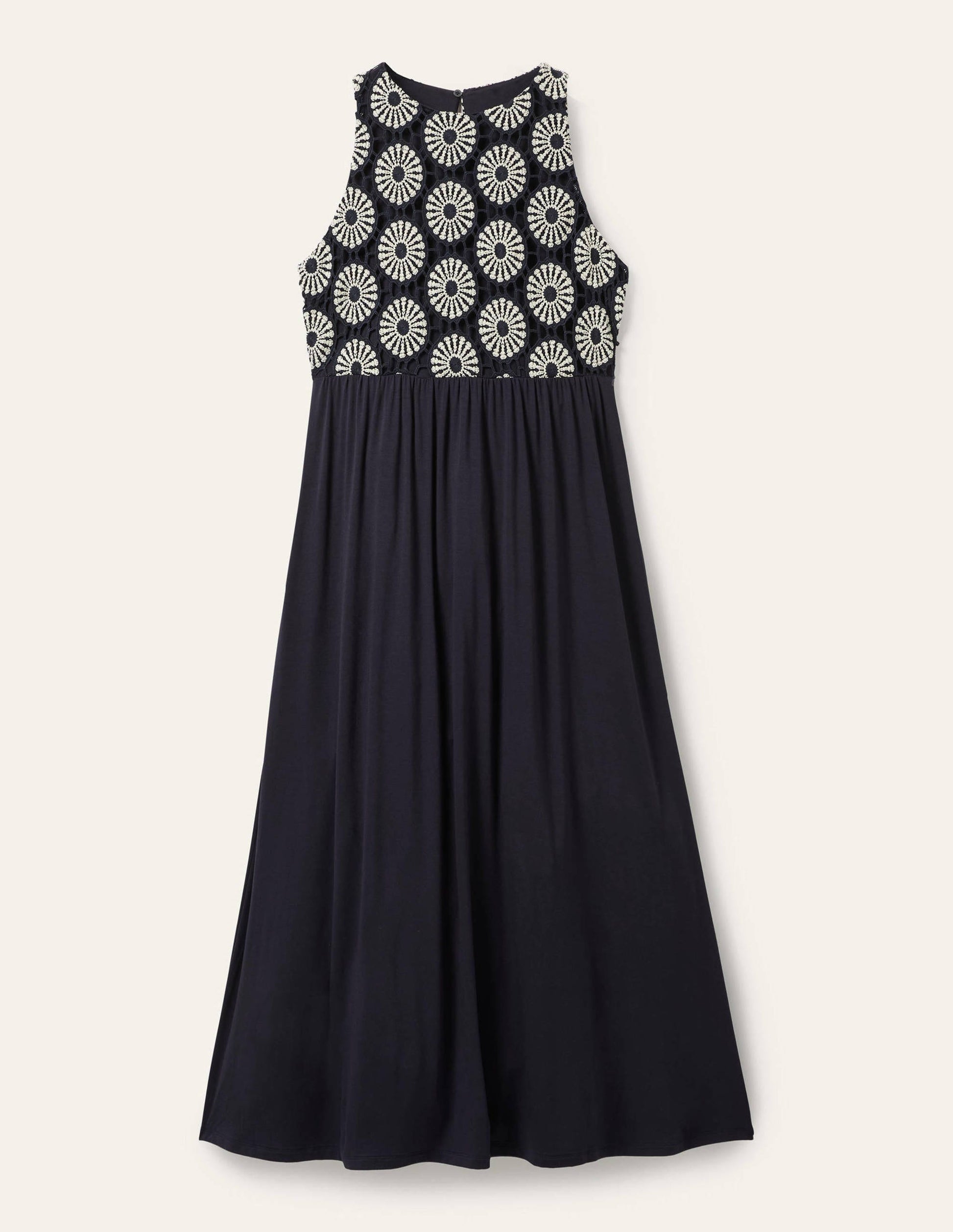 Robe midi en jersey et crochet-Bleu marine-5